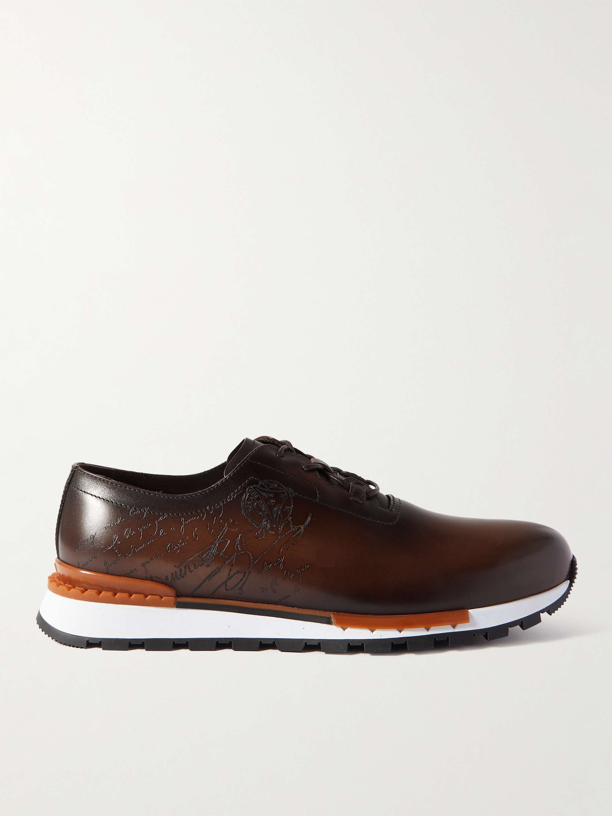 Berluti - Men - Fast Track Scritto Venezia Leather Sneakers Brown - UK 8.5