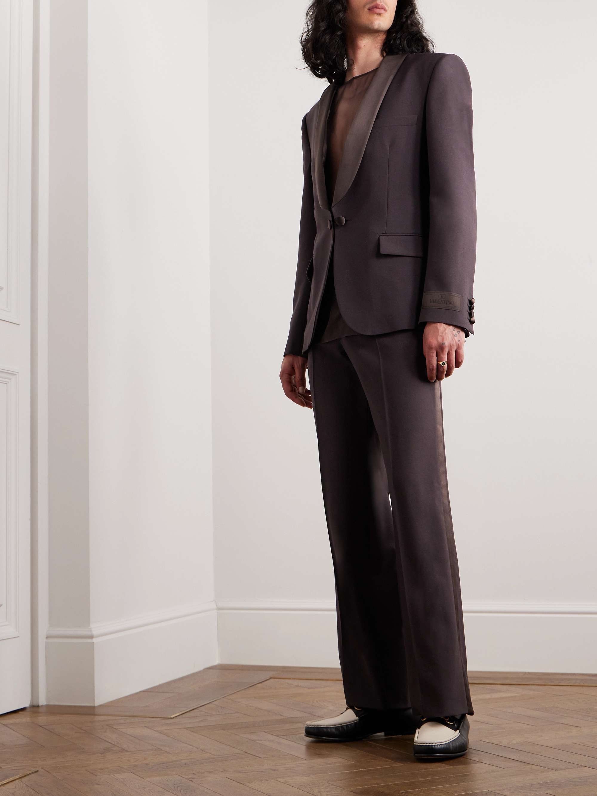 VALENTINO GARAVANI Satin-Trimmed Wool-Blend Blazer for Men | MR PORTER