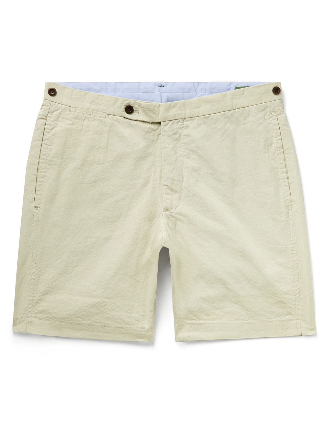 Sid Mashburn Slim-fit Cotton-seersucker Shorts In Gray
