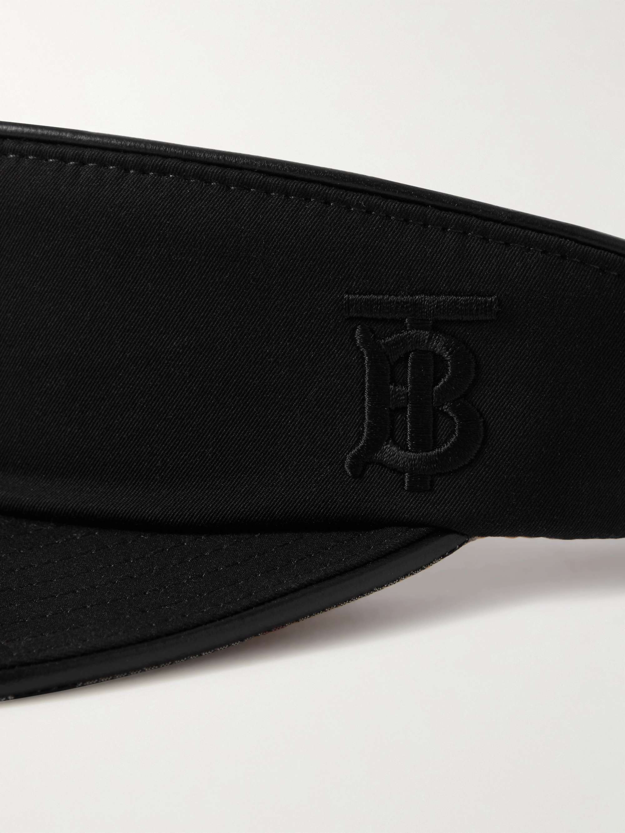BURBERRY Logo-Embroidered Leather-Trimmed Cotton-Gabardine Visor for Men |  MR PORTER