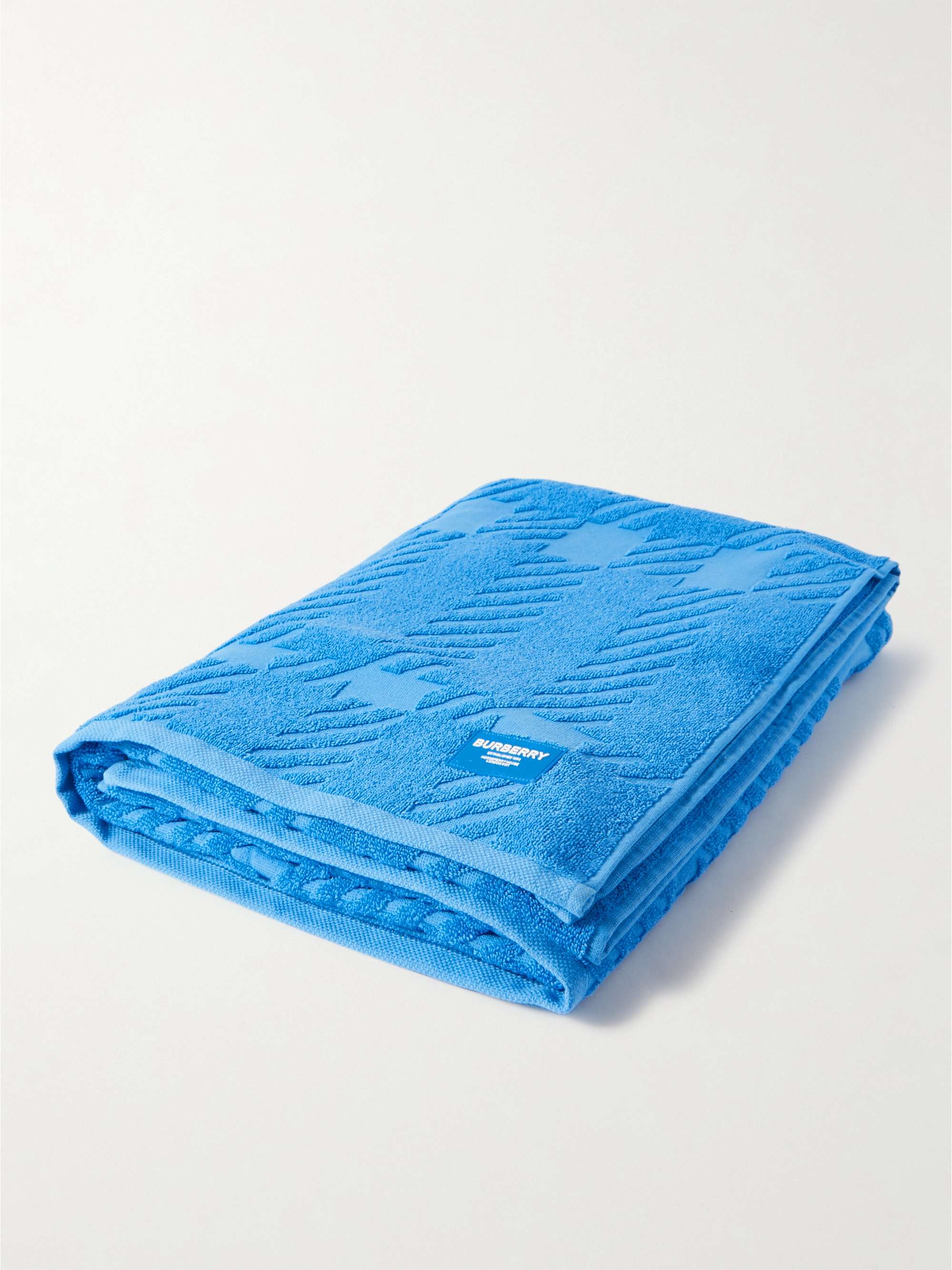 BURBERRY Logo-Appliquéd Organic Cotton-Terry Jacquard Beach Towel for Men |  MR PORTER