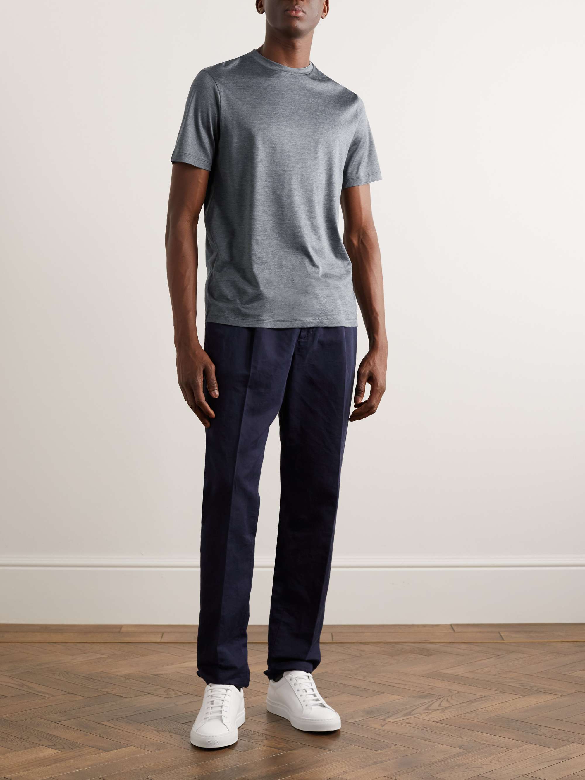 HERNO Silk and Cotton-Blend T-Shirt for Men | MR PORTER