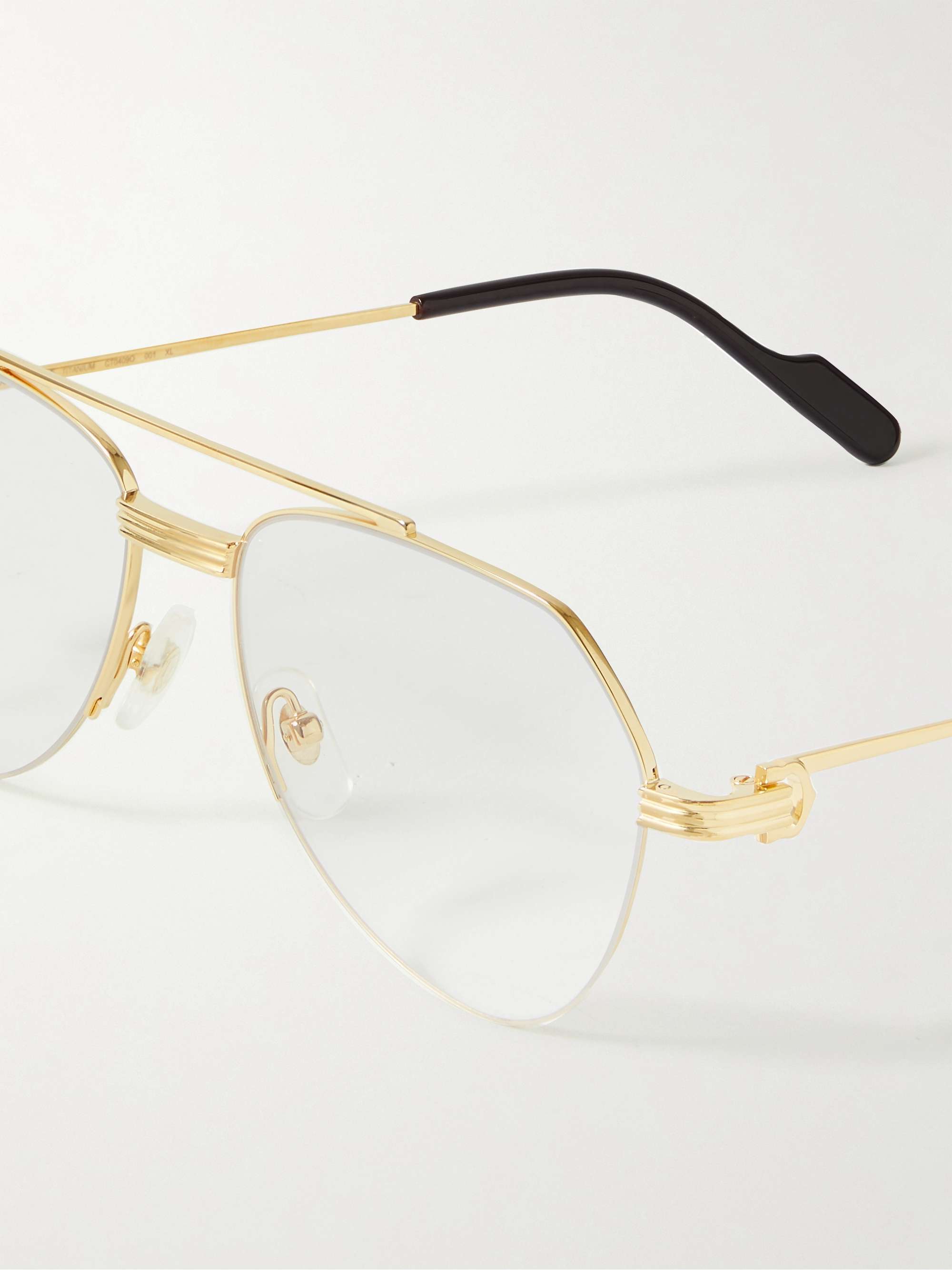 ذهبي نظارات طبية بأسلوب أفياتور من معدن ذهبي اللون | CARTIER EYEWEAR | MR  PORTER