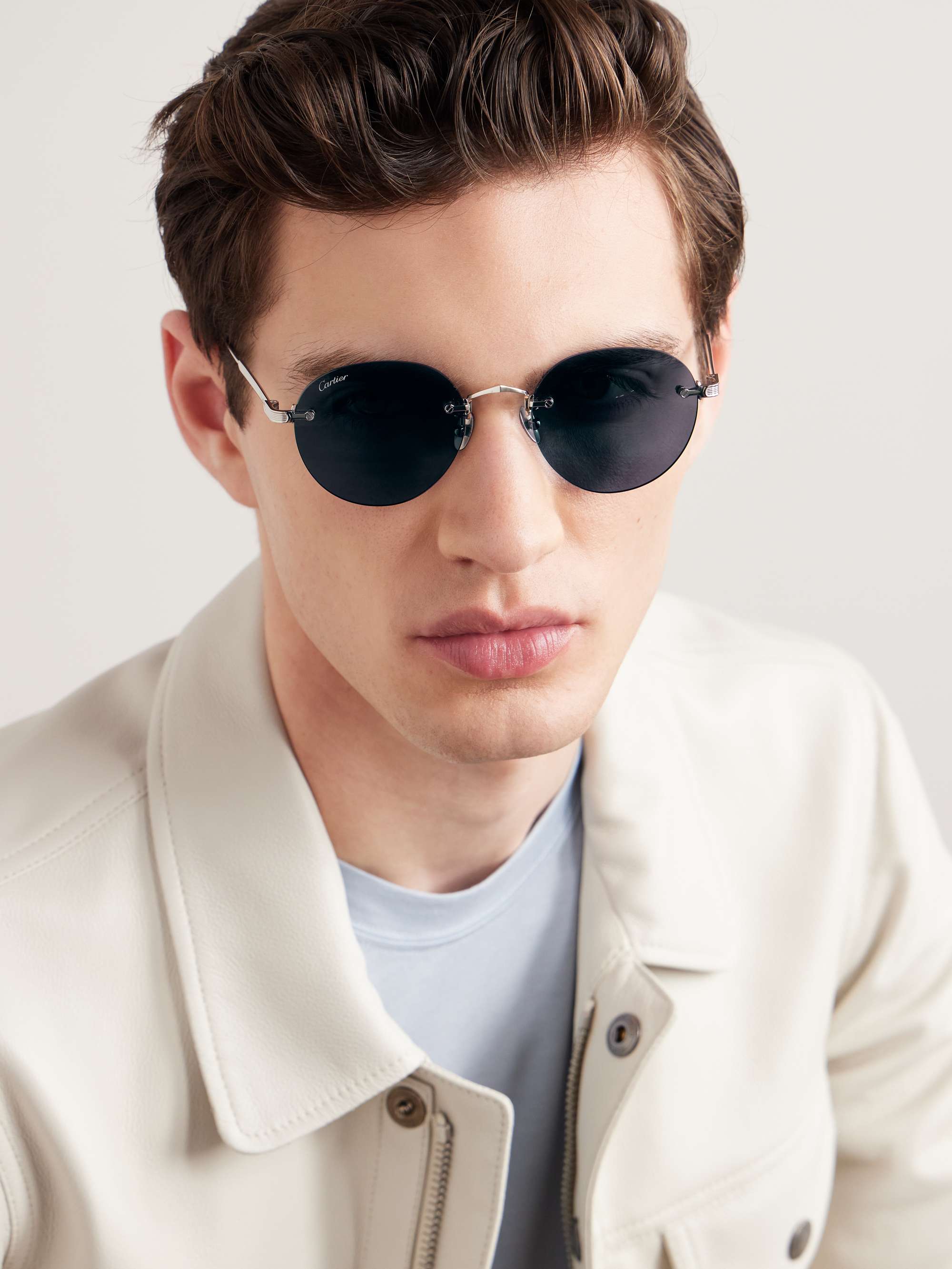 CARTIER EYEWEAR Frameless Silver-Tone Sunglasses for Men | MR PORTER