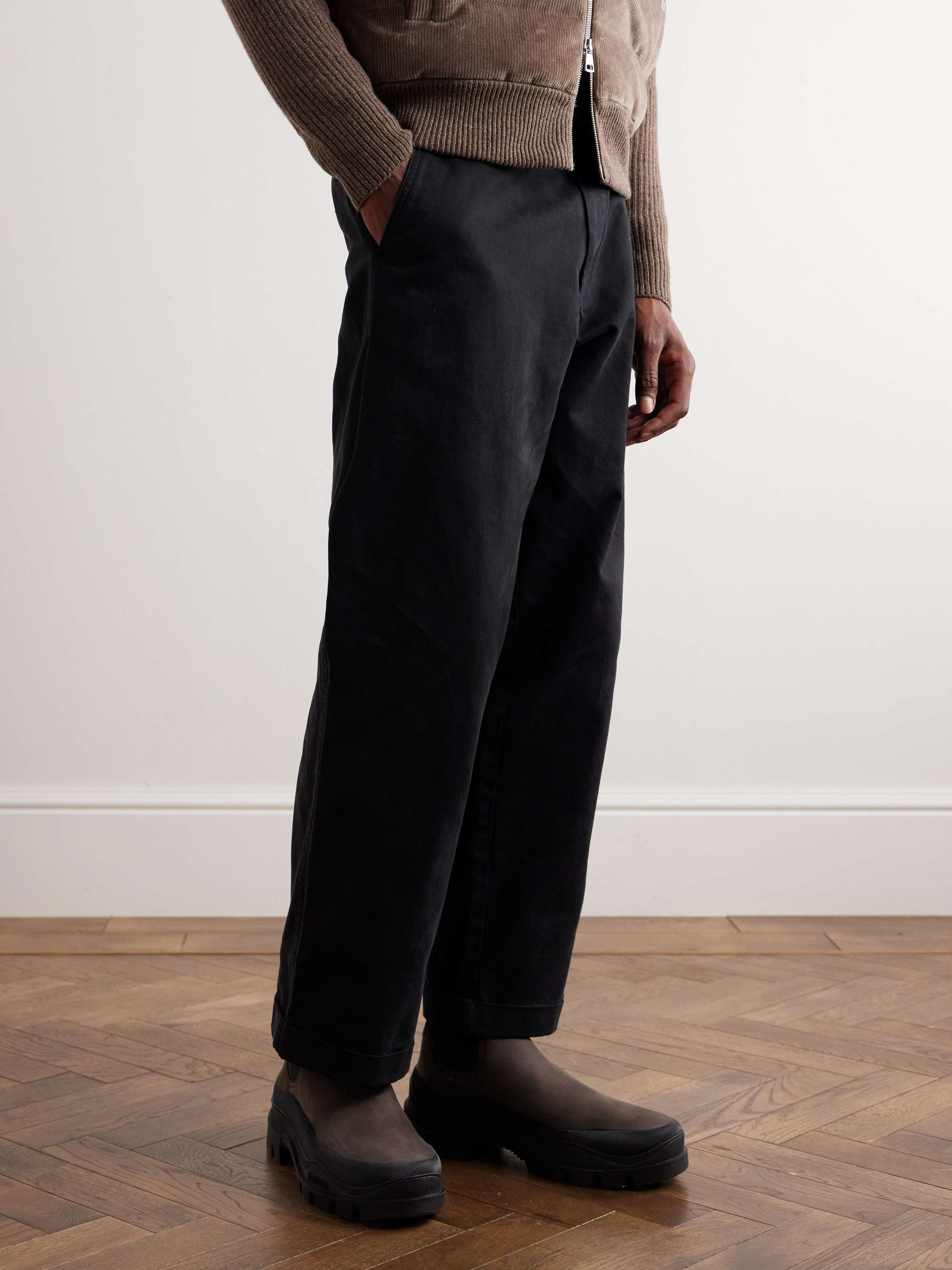 MONCLER Larue Rubber-Trimmed Nubuck Chelsea Boots for Men | MR PORTER