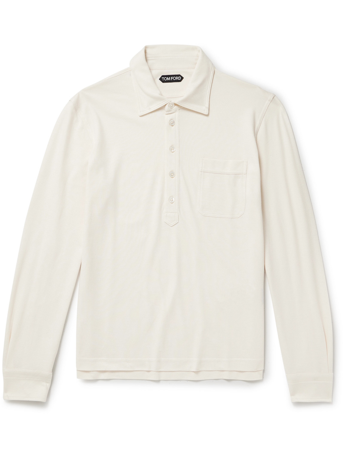 Tom Ford Cotton And Silk-blend Piqué Polo Shirt In White