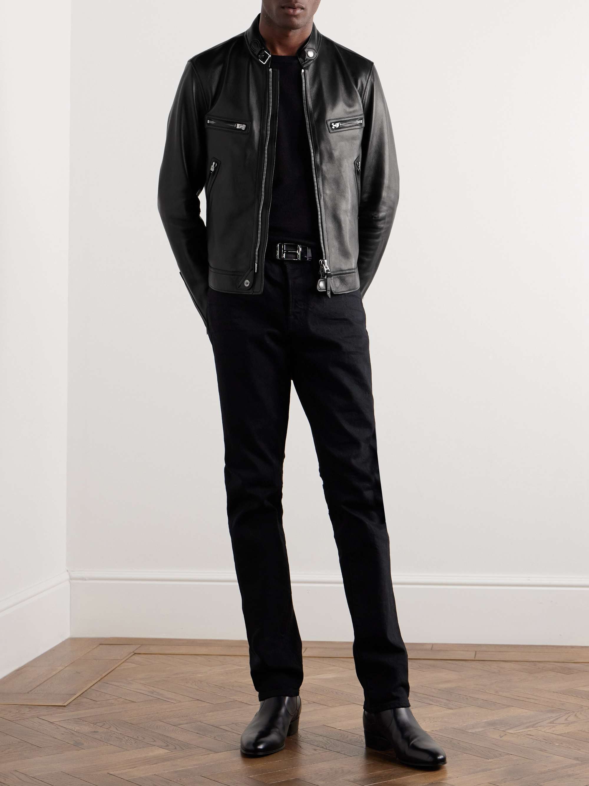 TOM FORD - I designed this black leather motorcycle jacket for my