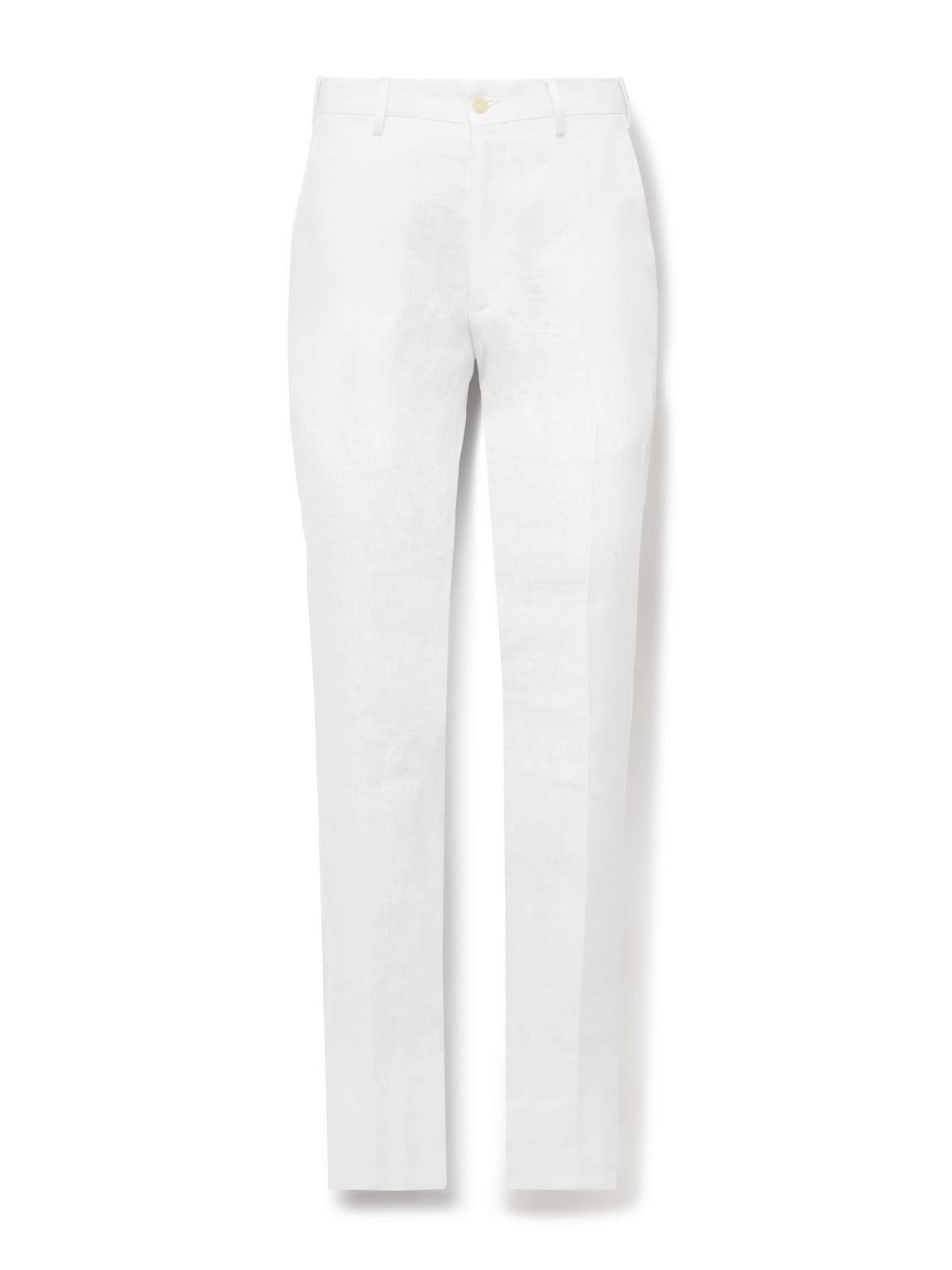 Anderson & Sheppard Straight-leg Linen Trousers In White