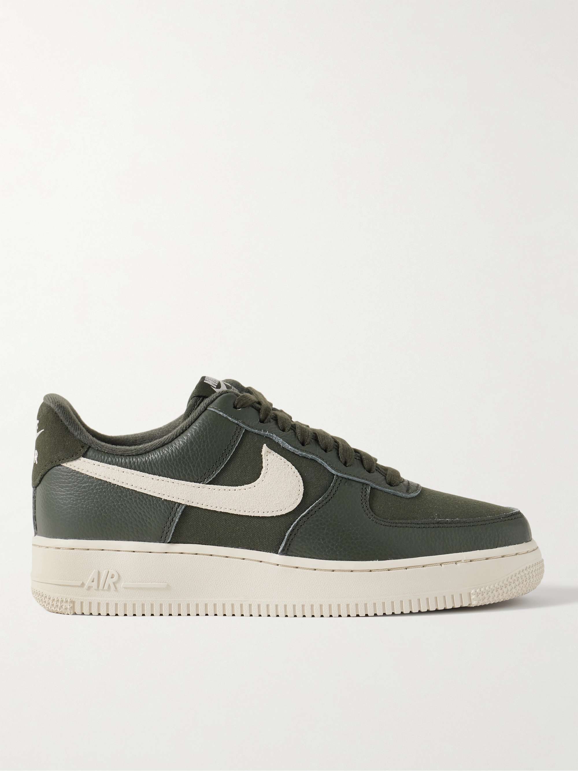 NIKE Air Force 1 '07 Suede-Trimmed Full-Grain Leather and Canvas Sneakers  for Men | MR PORTER
