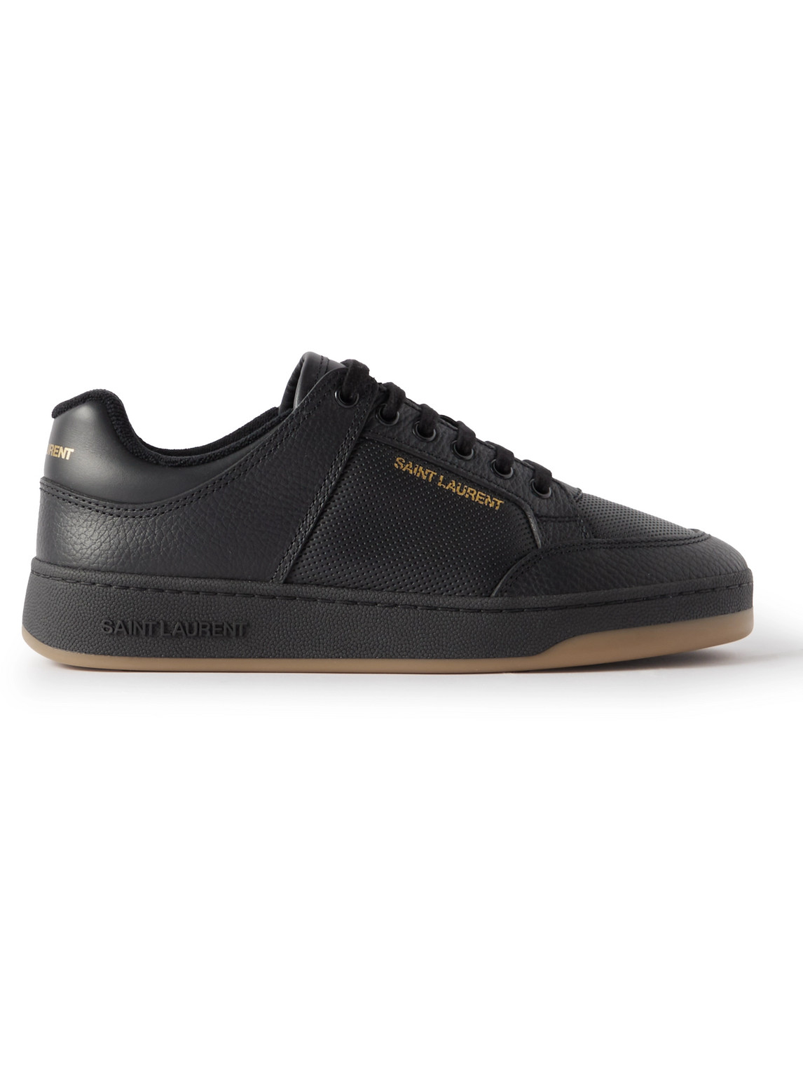 Shop Saint Laurent Sl/61 Perforated Leather Sneakers In Black