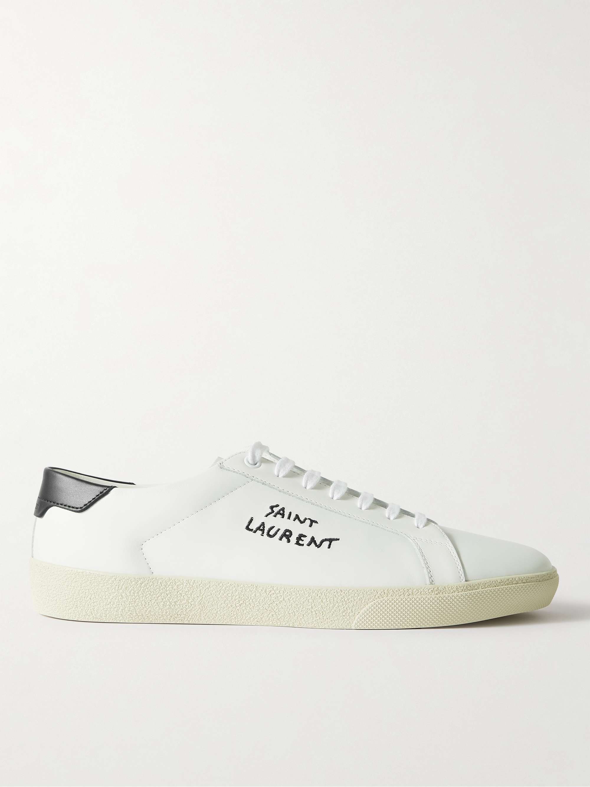 SAINT LAURENT Court Classic Logo-Embroidered Leather Sneakers for Men | MR  PORTER