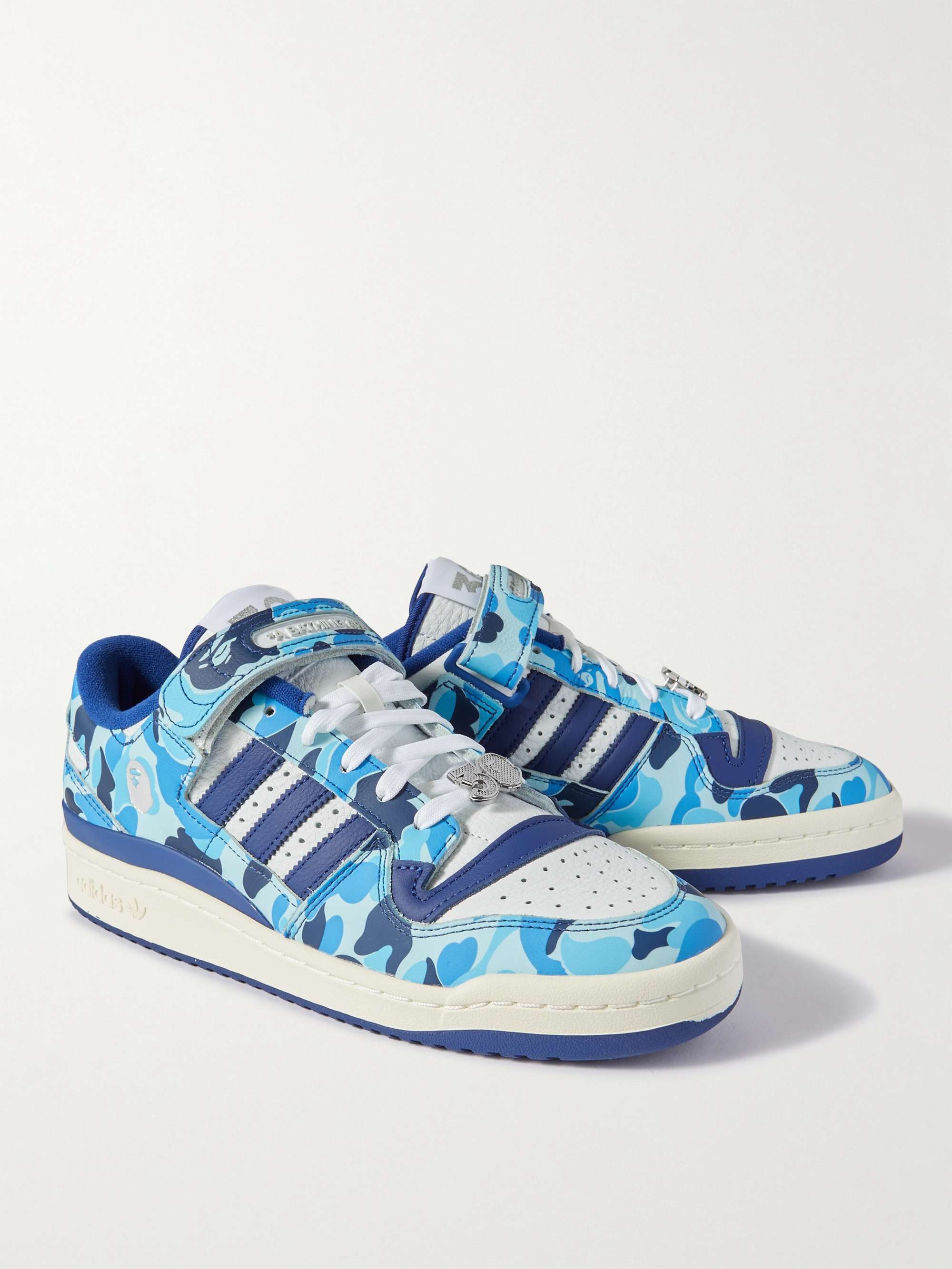ADIDAS ORIGINALS + A Bathing Ape Forum 84 Low Embellished Printed Leather  Sneakers | MR PORTER