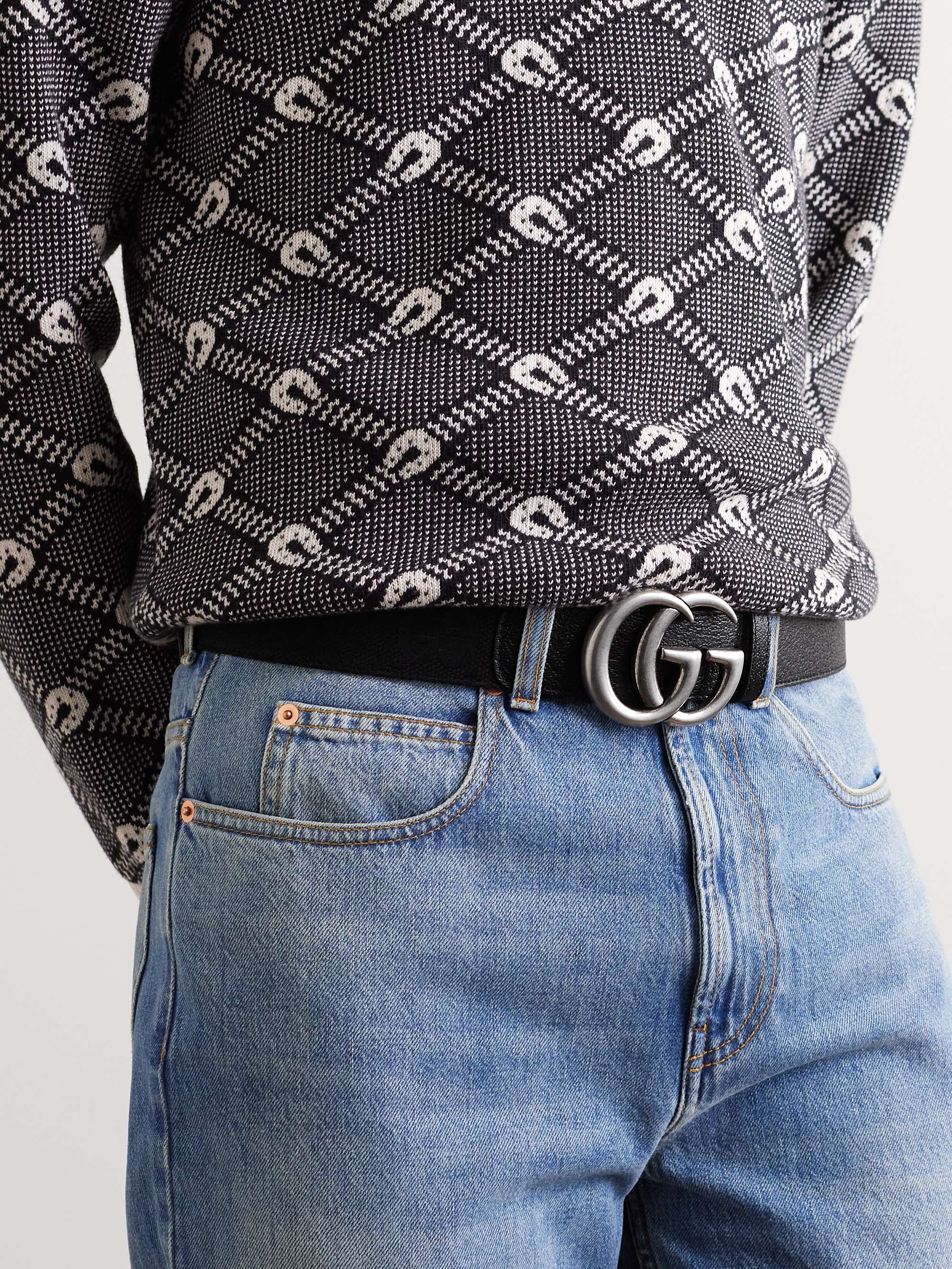 GUCCI 4cm Leather-Trimmed Logo-Jacquard Belt for Men | MR PORTER