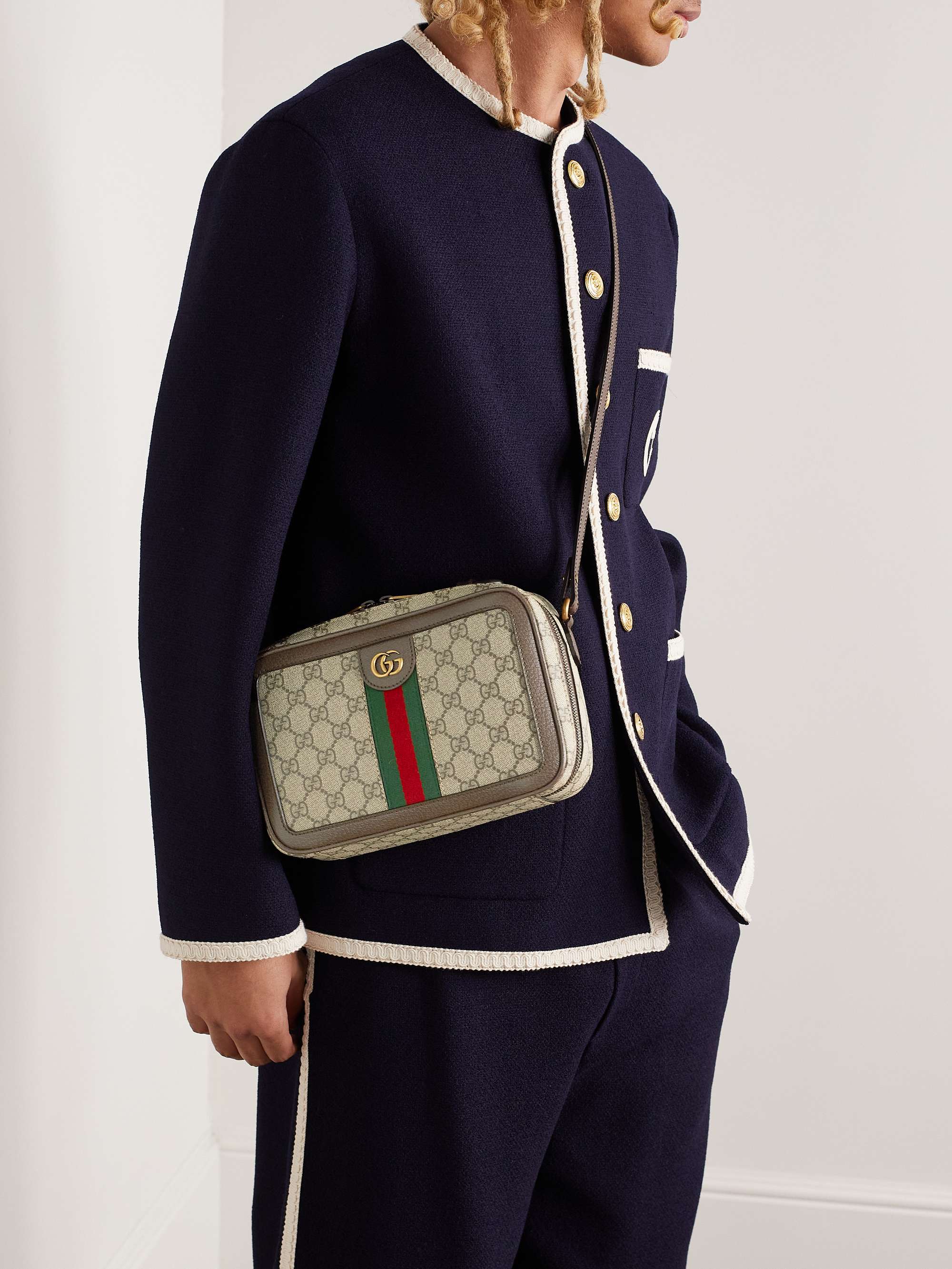 GUCCI Ophidia Small Leather-Trimmed Monogrammed Coated-Canvas Shoulder Bag  for Men | MR PORTER