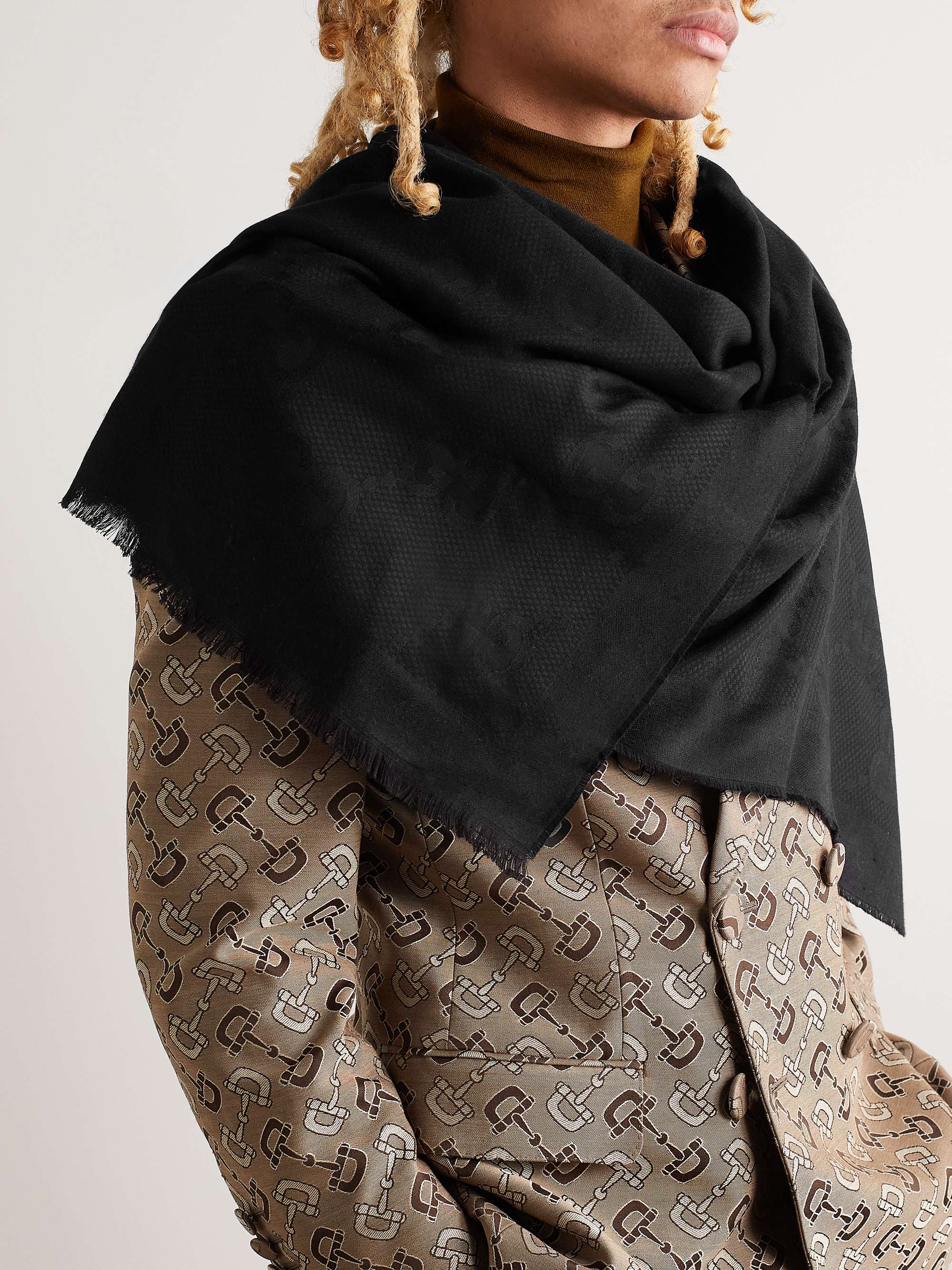 Schal aus einer Mischung aus Baumwolle, Wolle und Seide mit Fransen und  Logomotiv | MR PORTER