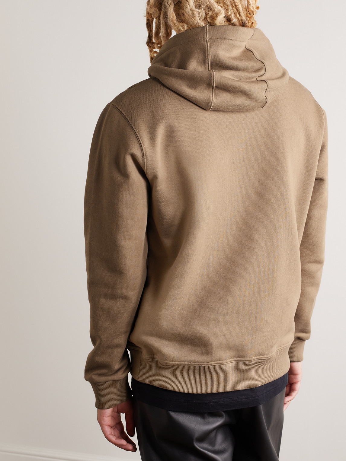 Shop Burberry Logo-embroidered Cotton-blend Jersey Hoodie In Brown