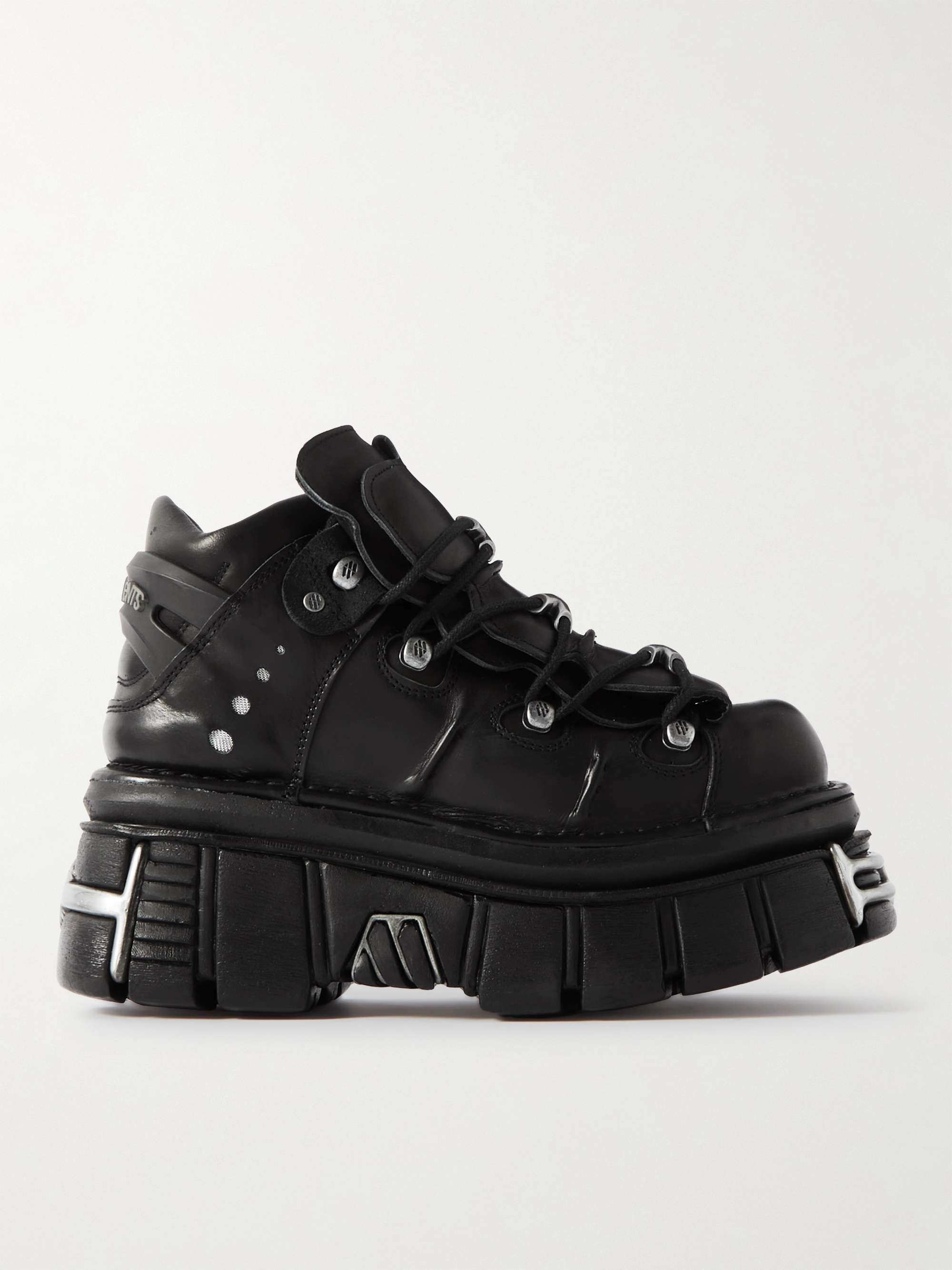 VETEMENTS + New Rock Embellished Leather Platform Sneakers for Men | MR  PORTER