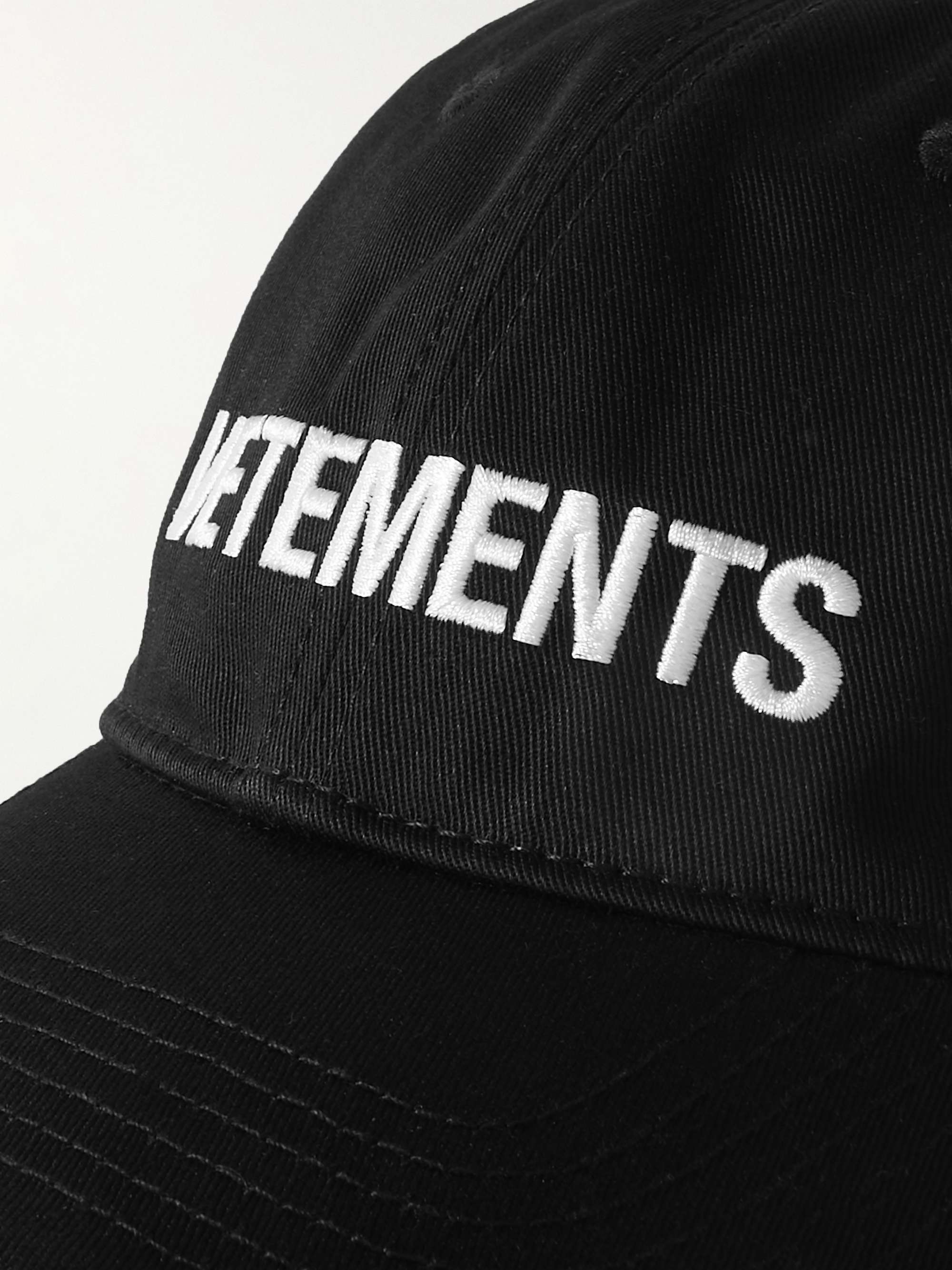 أسود قبعة بيسبول من قطن التويل مُطرّزة بشعار العلامة | VETEMENTS | MR PORTER