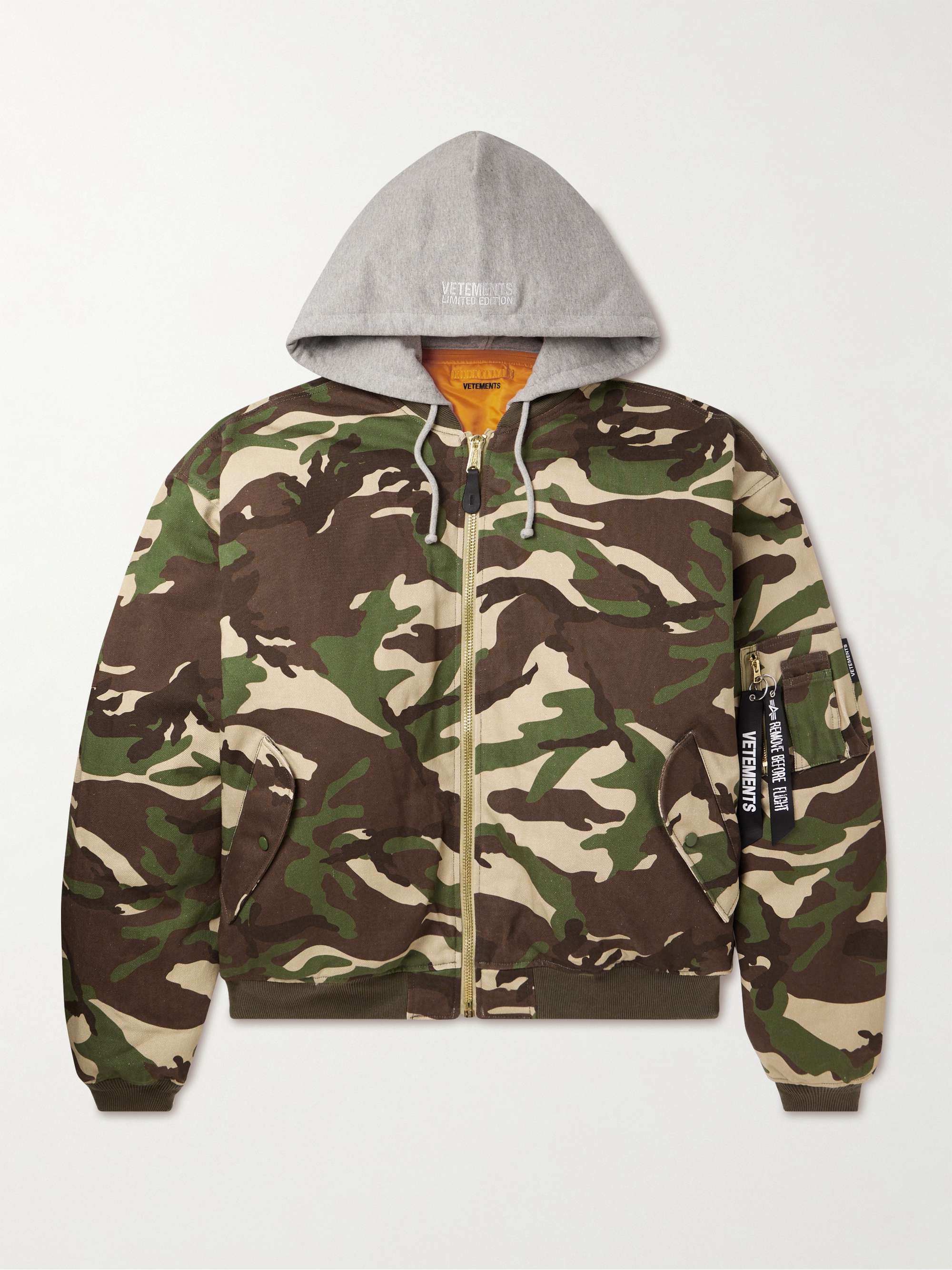 VETEMENTS Oversized Camouflage-Print Cotton-Twill Hooded Bomber Jacket for  Men | MR PORTER