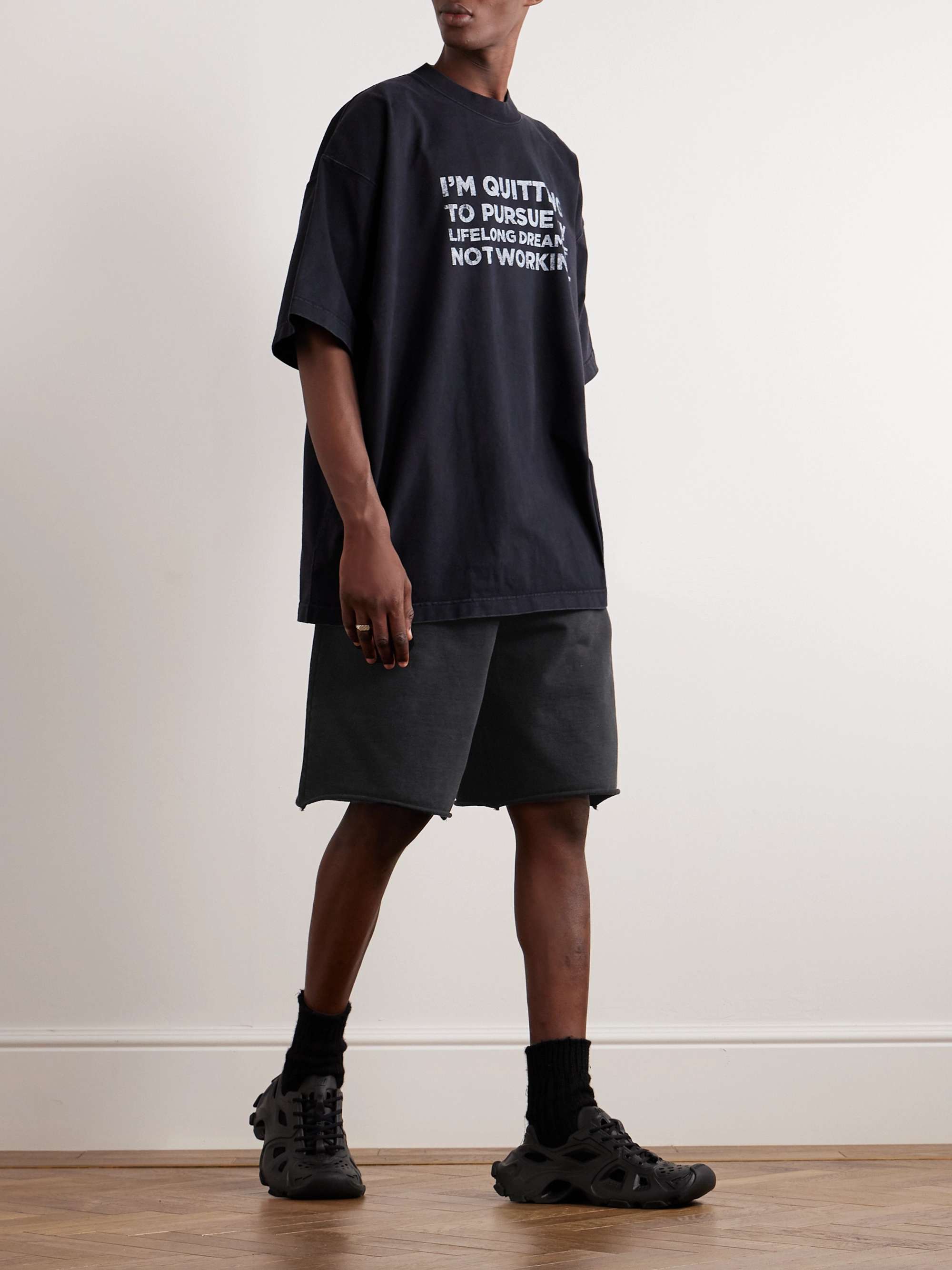 VETEMENTS Straight-Leg Logo-Embroidered Cotton-Jersey Shorts for Men | MR  PORTER