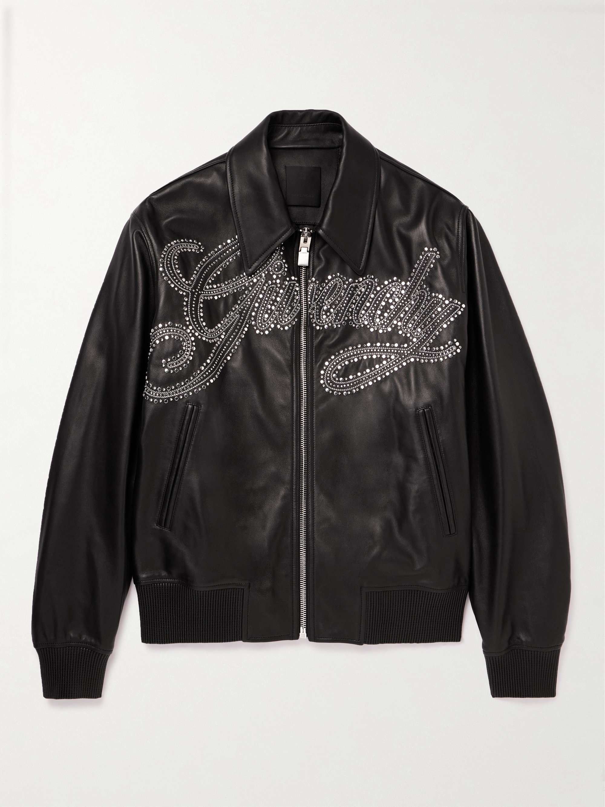 GIVENCHY Logo-Embellished Studded Leather Jacket for Men | MR PORTER