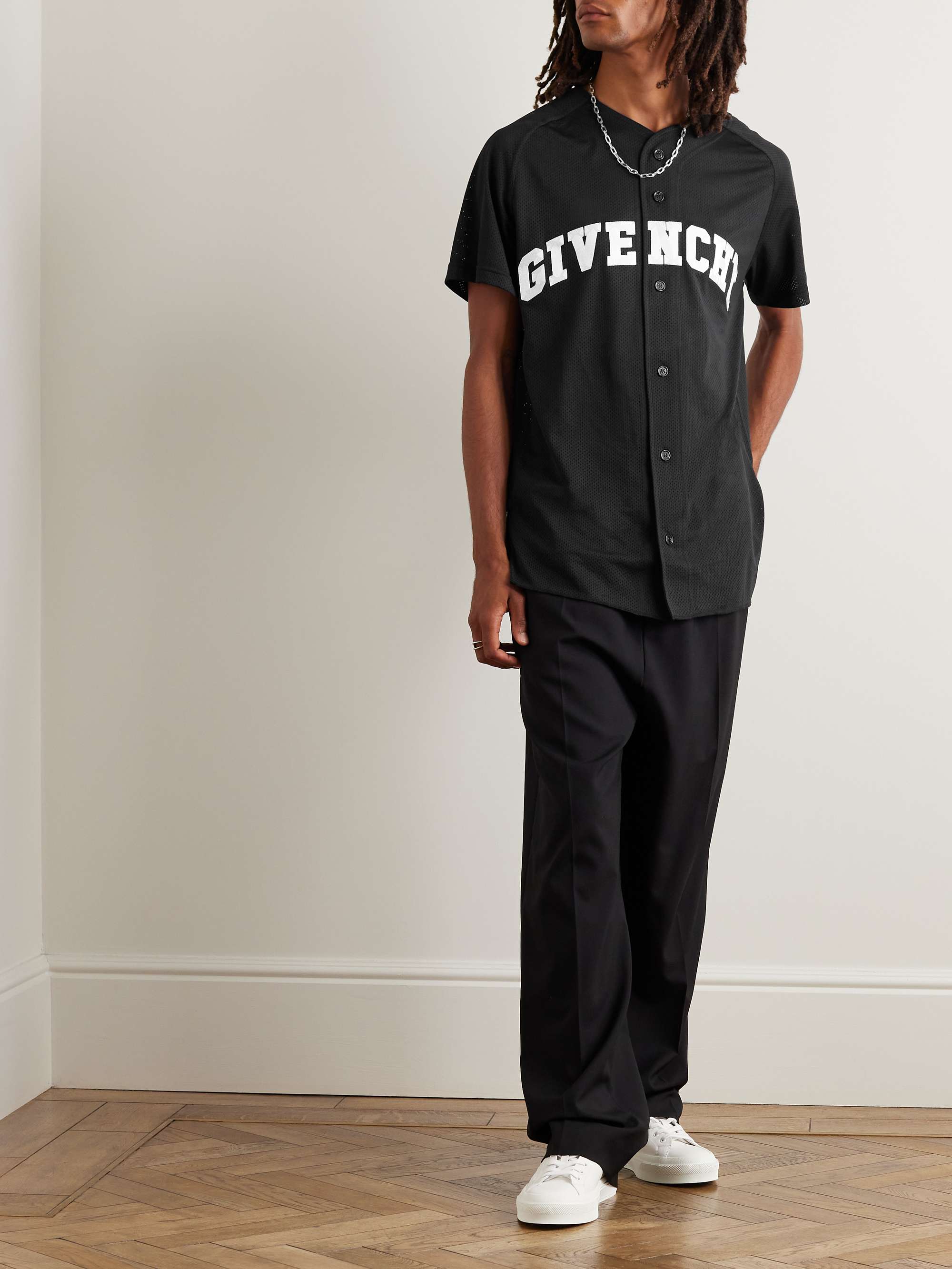 GIVENCHY Oversized Logo-Appliquéd Mesh Baseball Shirt for Men | MR PORTER