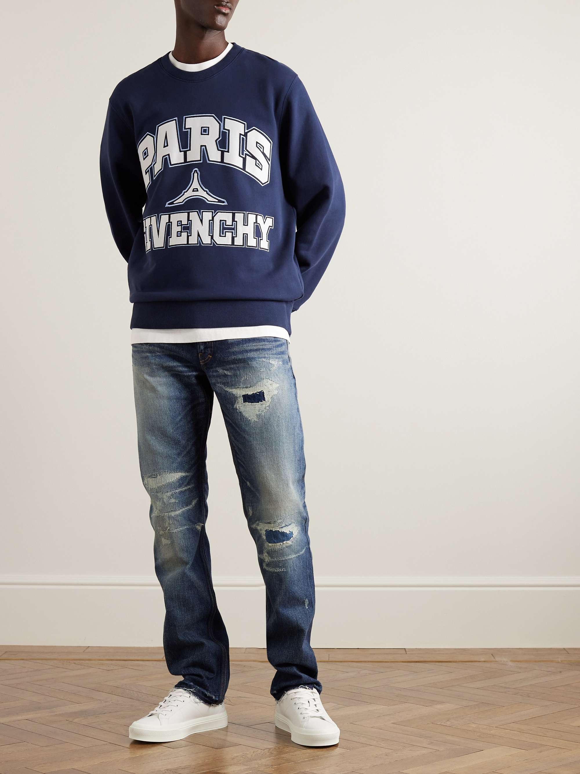 GIVENCHY Paris Logo-Embroidered Cotton-Jersey Sweatshirt for Men | MR PORTER