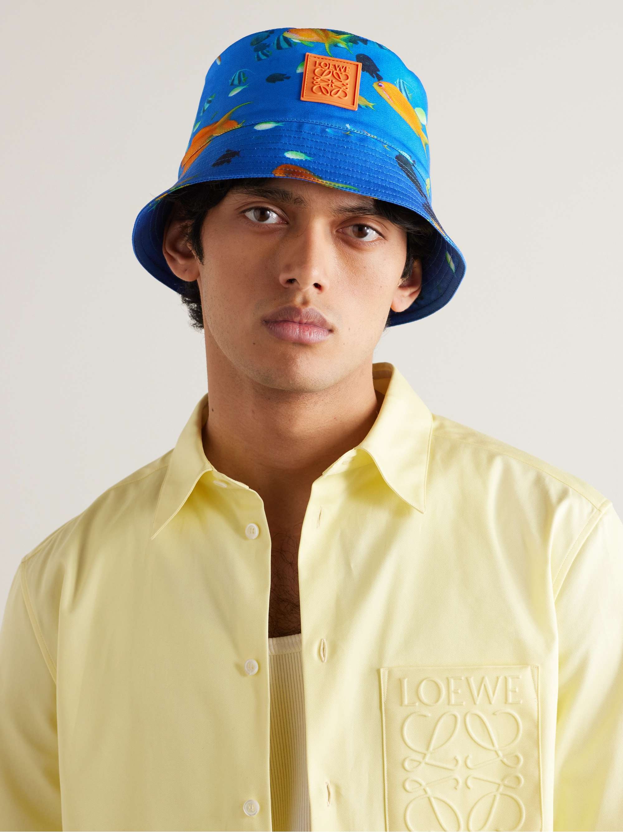 Loewe Logo-Appliquéd Printed Cotton-canvas Bucket Hat - Men - Blue Hats
