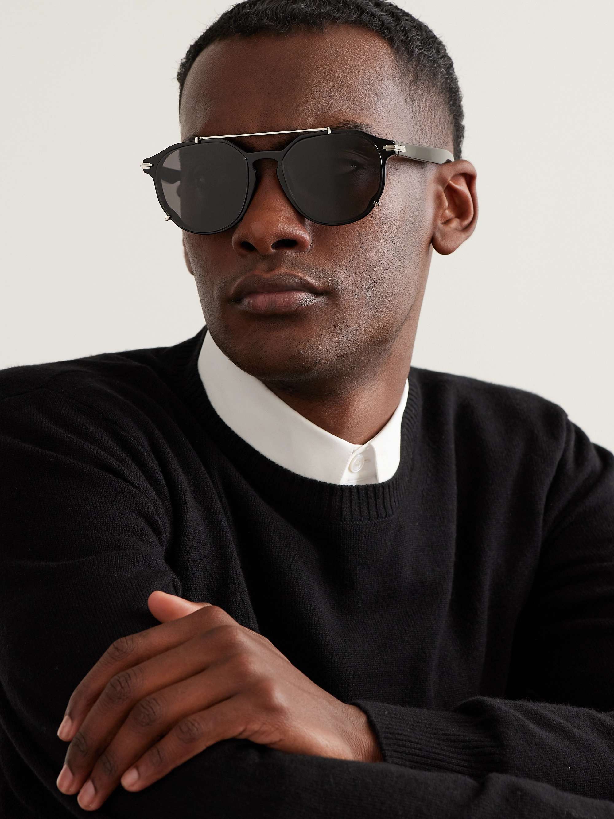 DIOR EYEWEAR DiorBlackSuit RI Round-Frame Acetate and Silver-Tone  Sunglasses for Men | MR PORTER