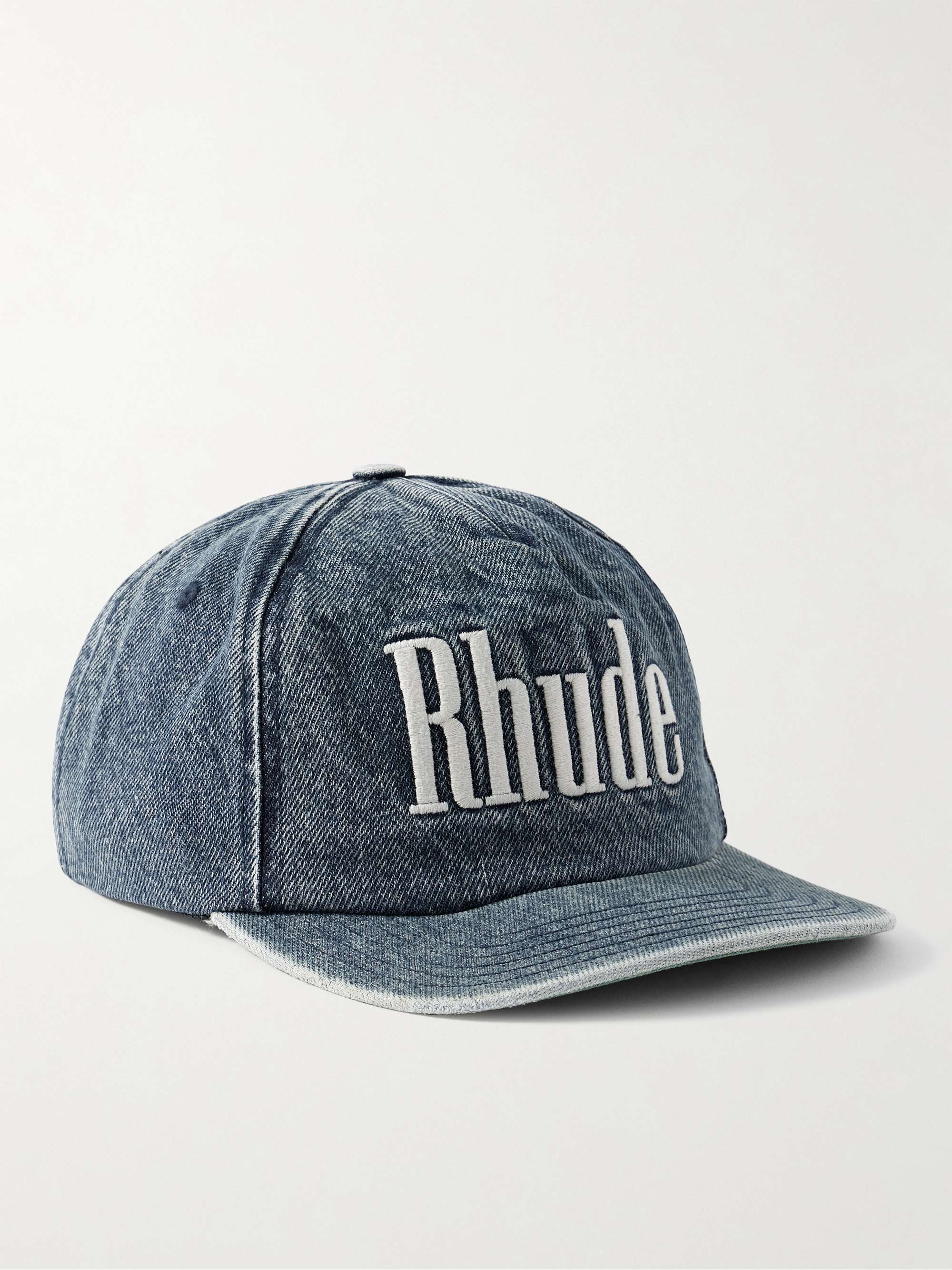 RHUDE Logo-Embroidered Denim Baseball Cap for Men | MR PORTER