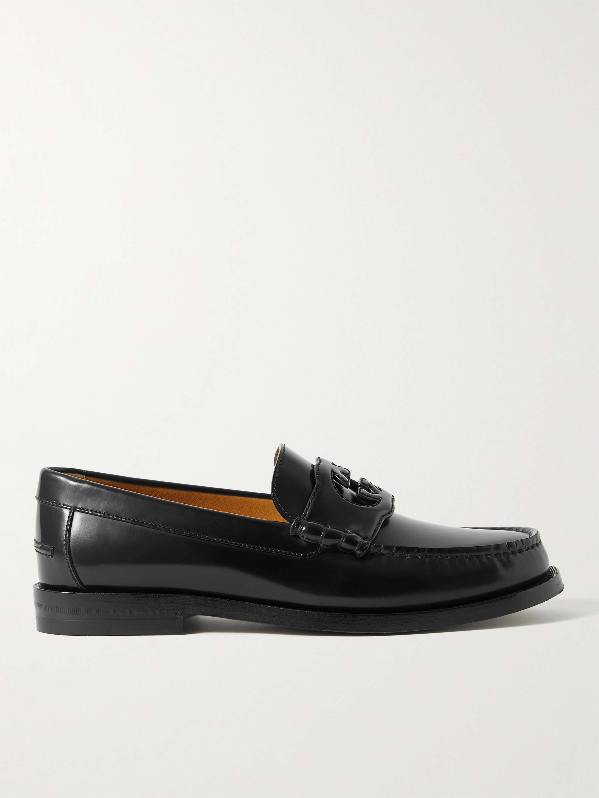 GUCCI Logo-Cutout Leather Penny Loafers for Men | MR PORTER