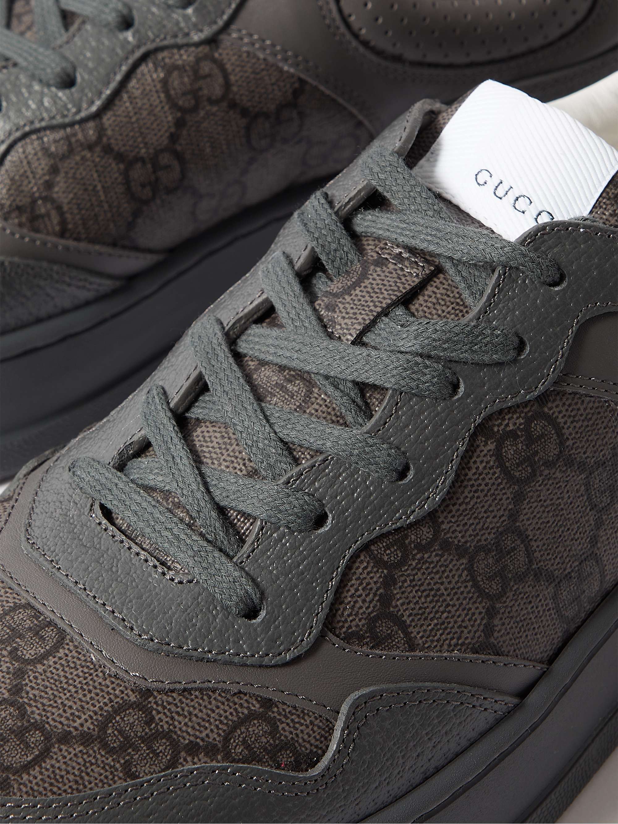 GUCCI Monogrammed Canvas and Leather Sneakers for Men | MR PORTER