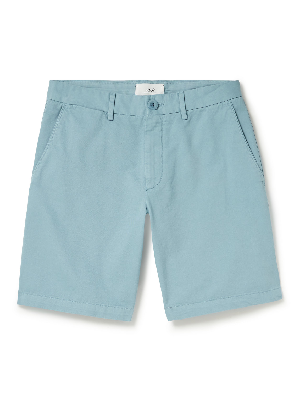 Mr P Straight-leg Cotton-twill Shorts In Blue
