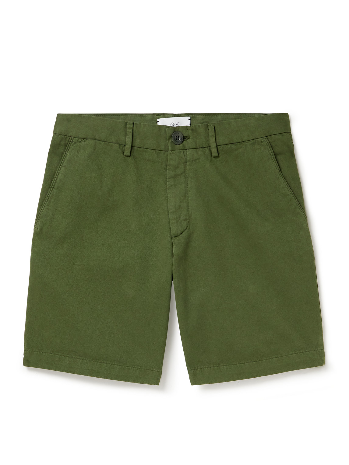 Mr P Straight-leg Cotton-twill Shorts In Green