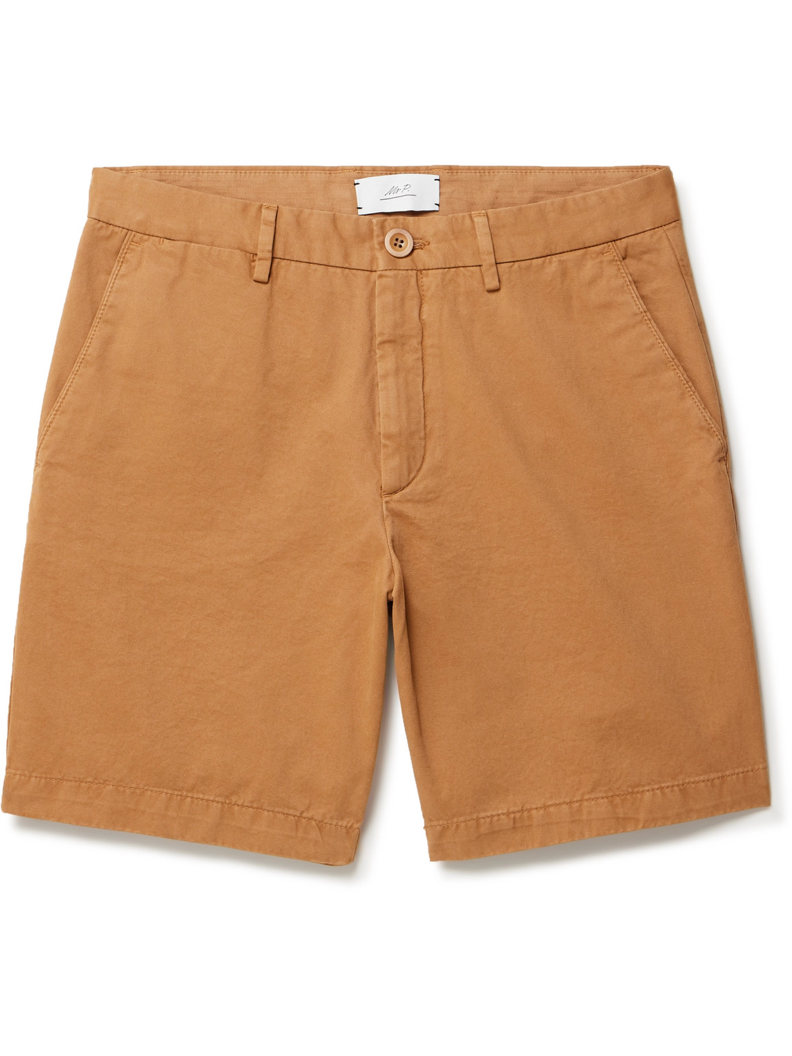 Mr P Straight-leg Cotton-twill Shorts In Brown