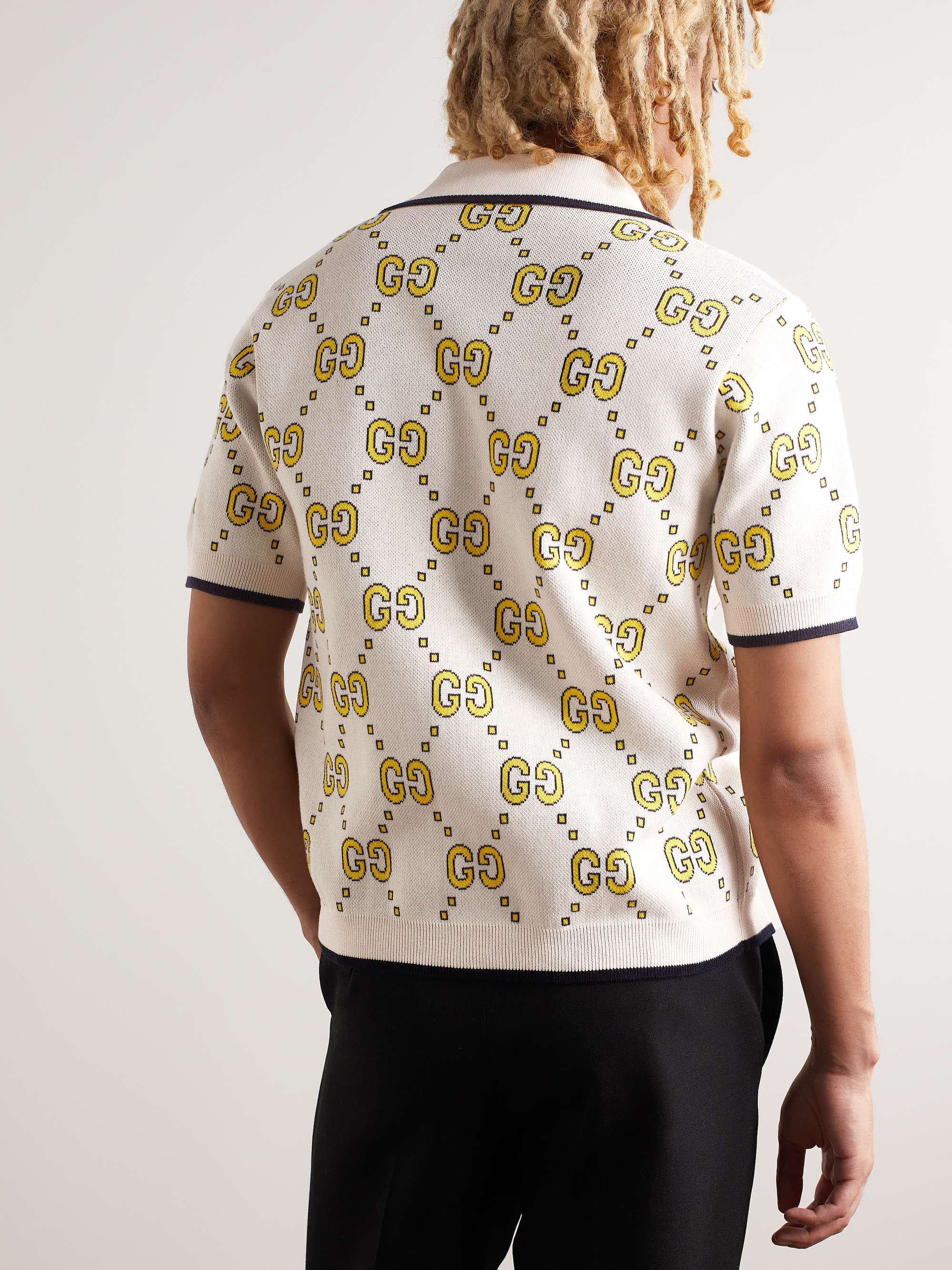 GUCCI Camp-Collar Logo-Jacquard Cotton Shirt for Men | MR PORTER
