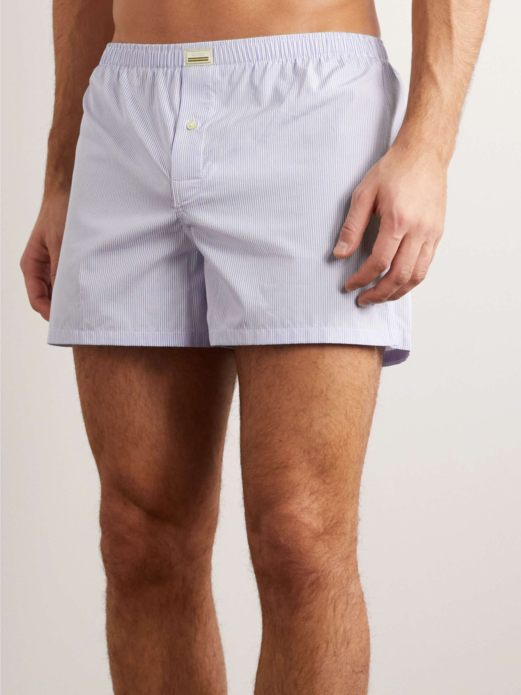 GUCCI Striped Cotton-Poplin Boxer Shorts for Men | MR PORTER