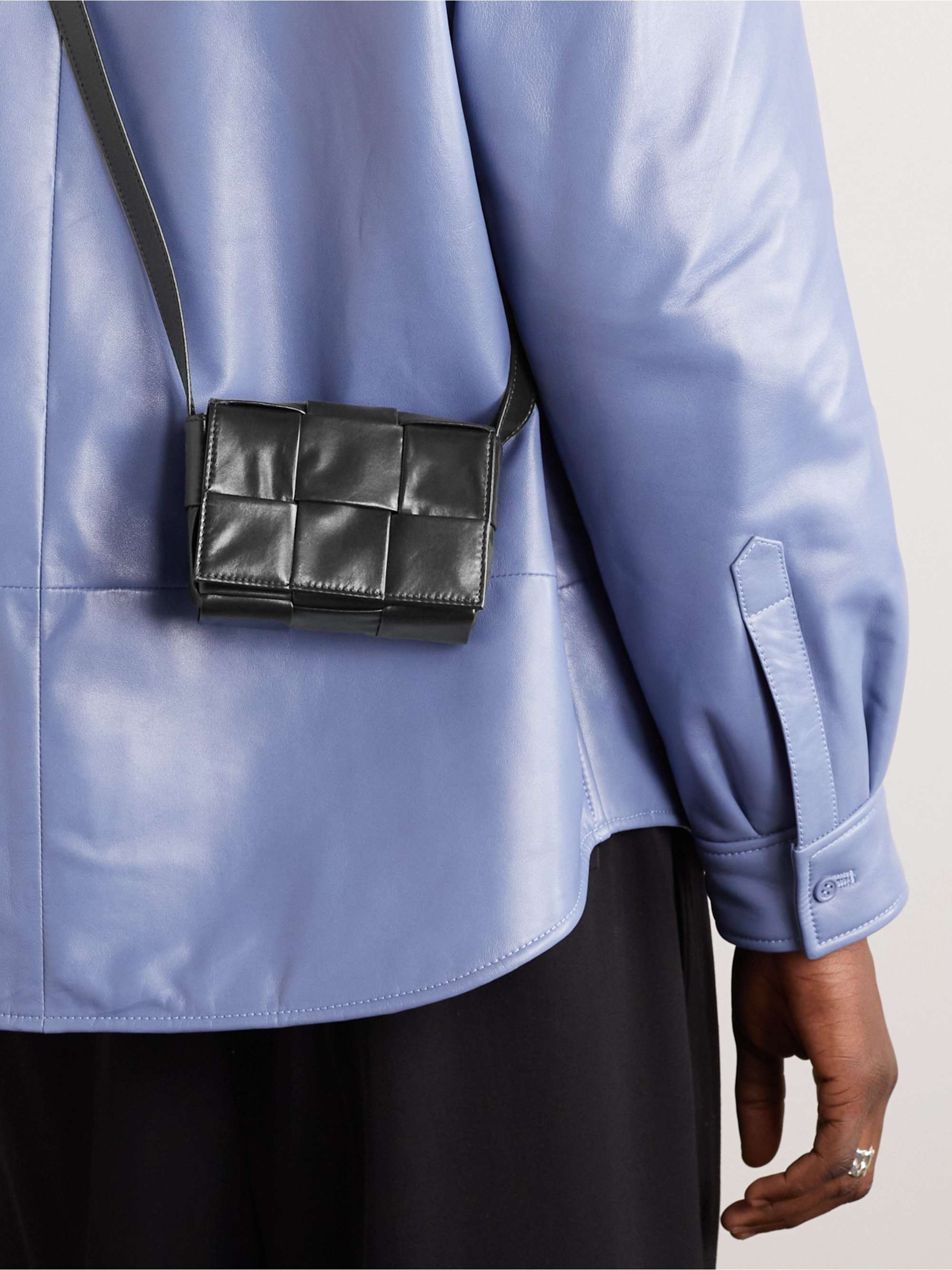 BOTTEGA VENETA Cassette Mini Intrecciato Leather Messenger Bag for