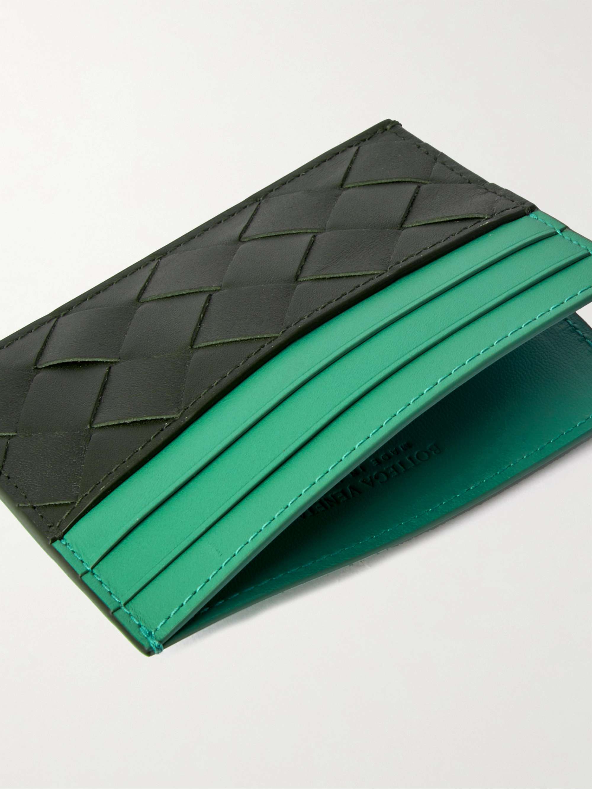 Kartenetui aus Intrecciato-Leder in Colour-Block-Optik | MR PORTER