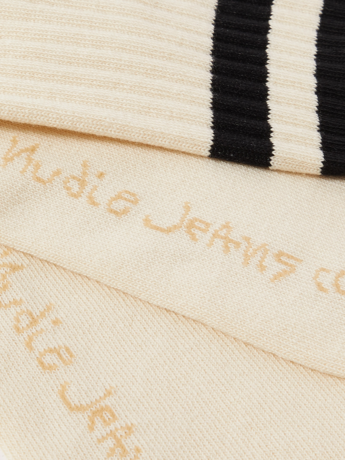 Shop Nudie Jeans Amundsson Striped Organic Cotton-blend Socks In Neutrals