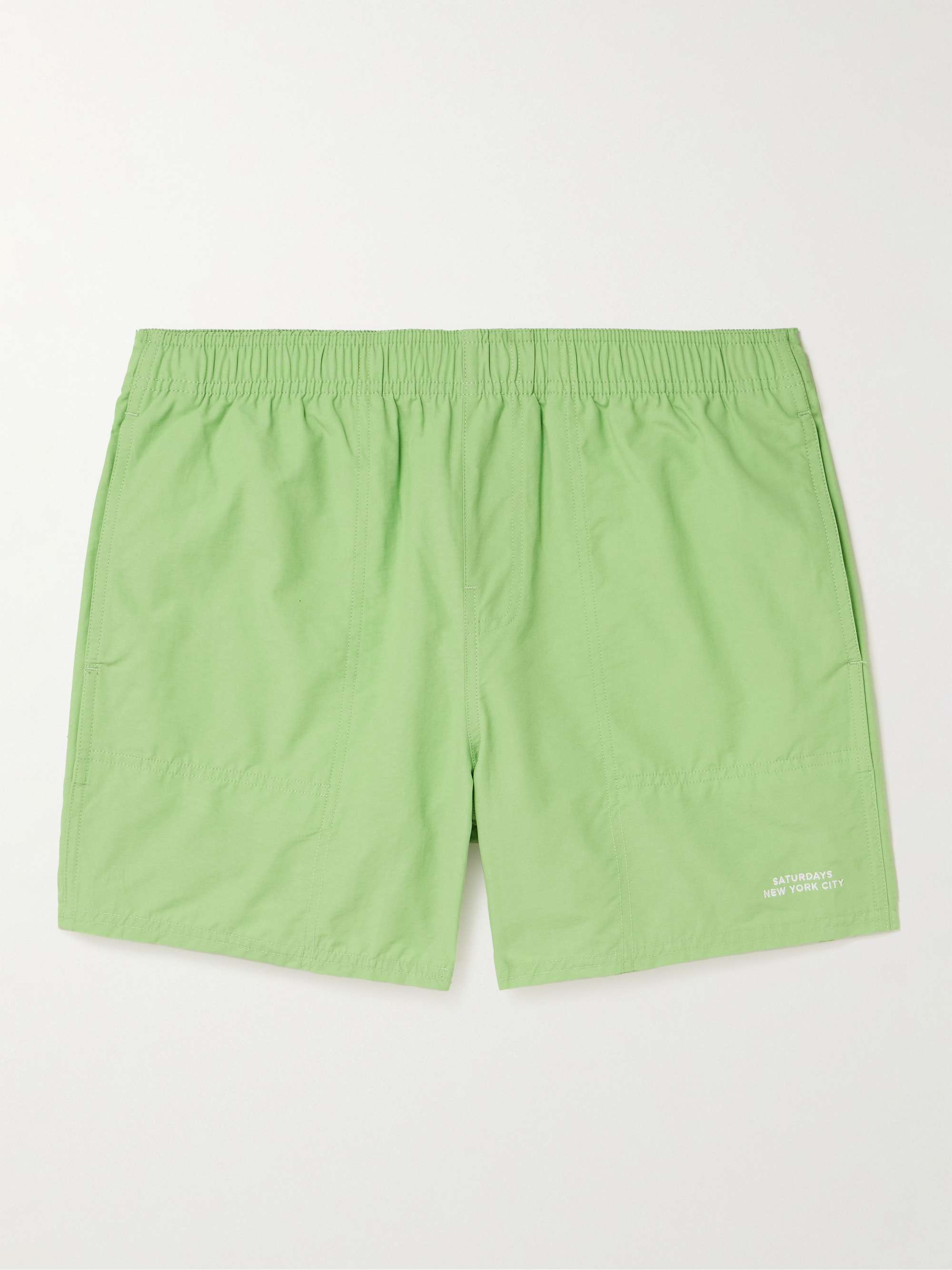 SATURDAYS NYC Talley Straight-Leg Mid-Length Embroidered Swim Shorts for  Men | MR PORTER