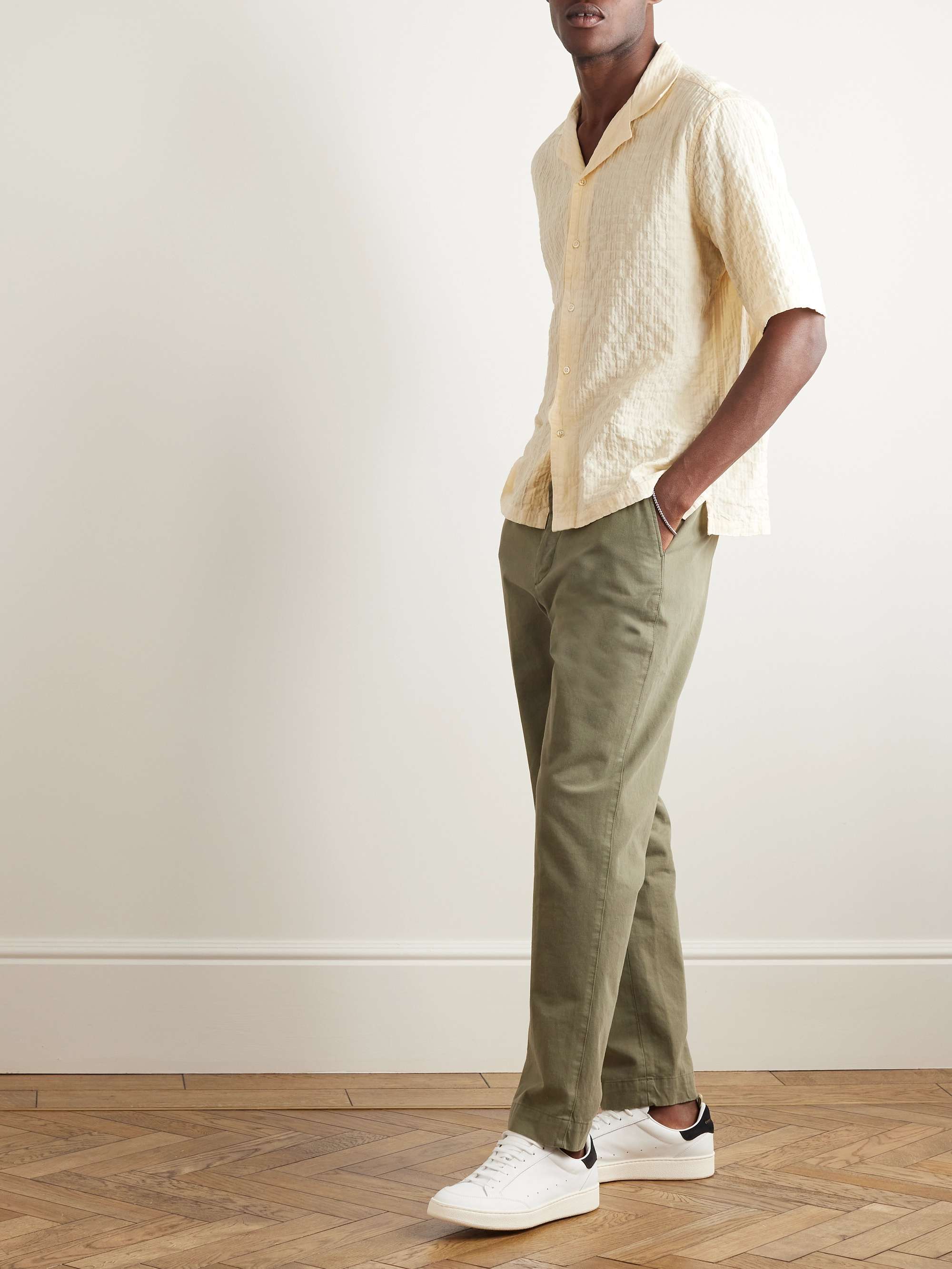 OFFICINE GÉNÉRALE Eren Camp-Collar Cotton-Blend Seersucker Shirt for Men |  MR PORTER