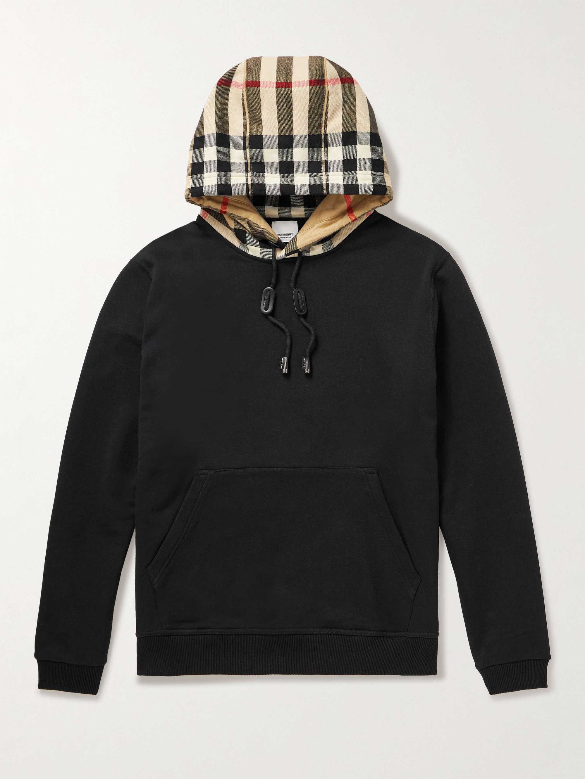 BURBERRY Checked Cotton-Jersey Hoodie for Men | MR PORTER