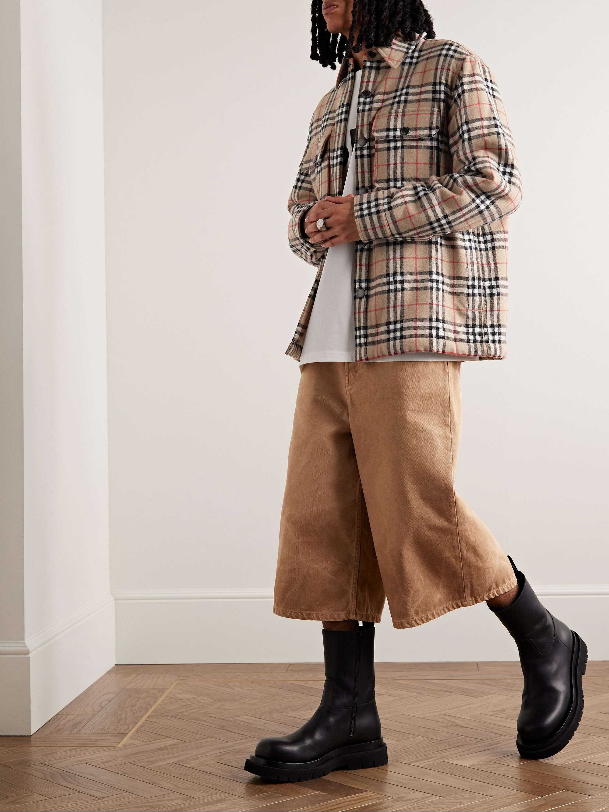 BURBERRY Fleece-Lined Checked Wool and Cotton-Blend Flannel Overshirt | MR  PORTER