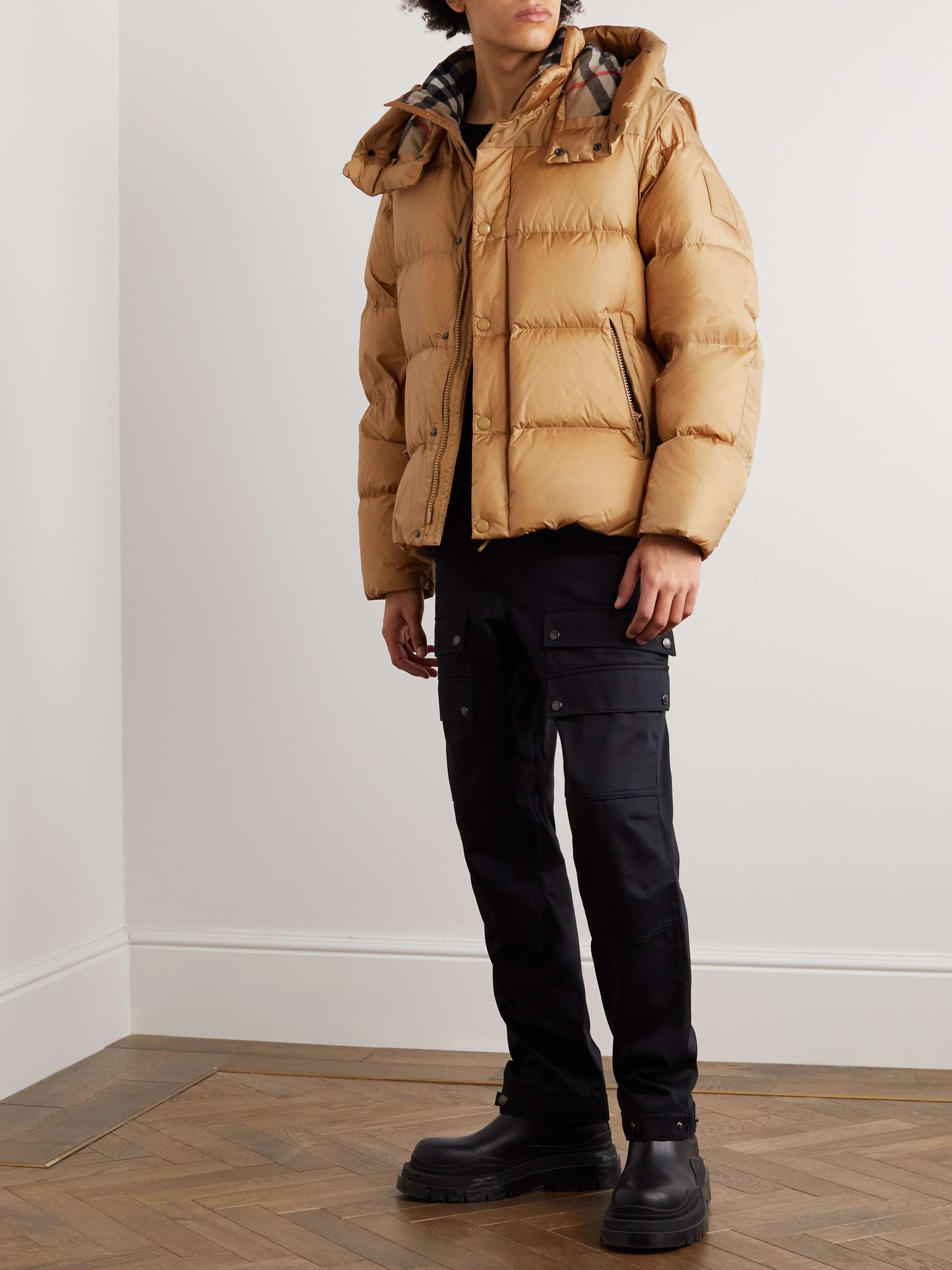 BURBERRY Convertible Logo-Appliquéd Quilted Shell Hooded Down Jacket for  Men | MR PORTER