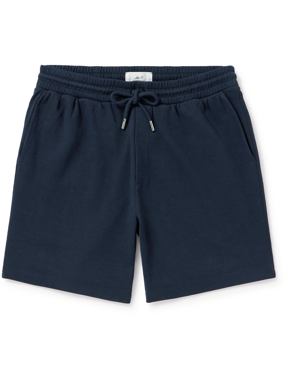 Mr P Straight-leg Organic Cotton-piqué Drawstring Shorts In Blue