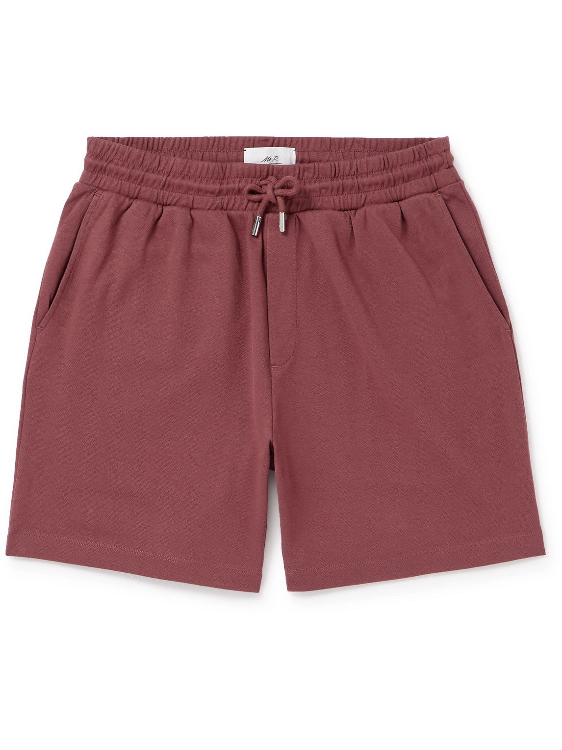 Mr P Straight-leg Organic Cotton-piqué Drawstring Shorts In Red