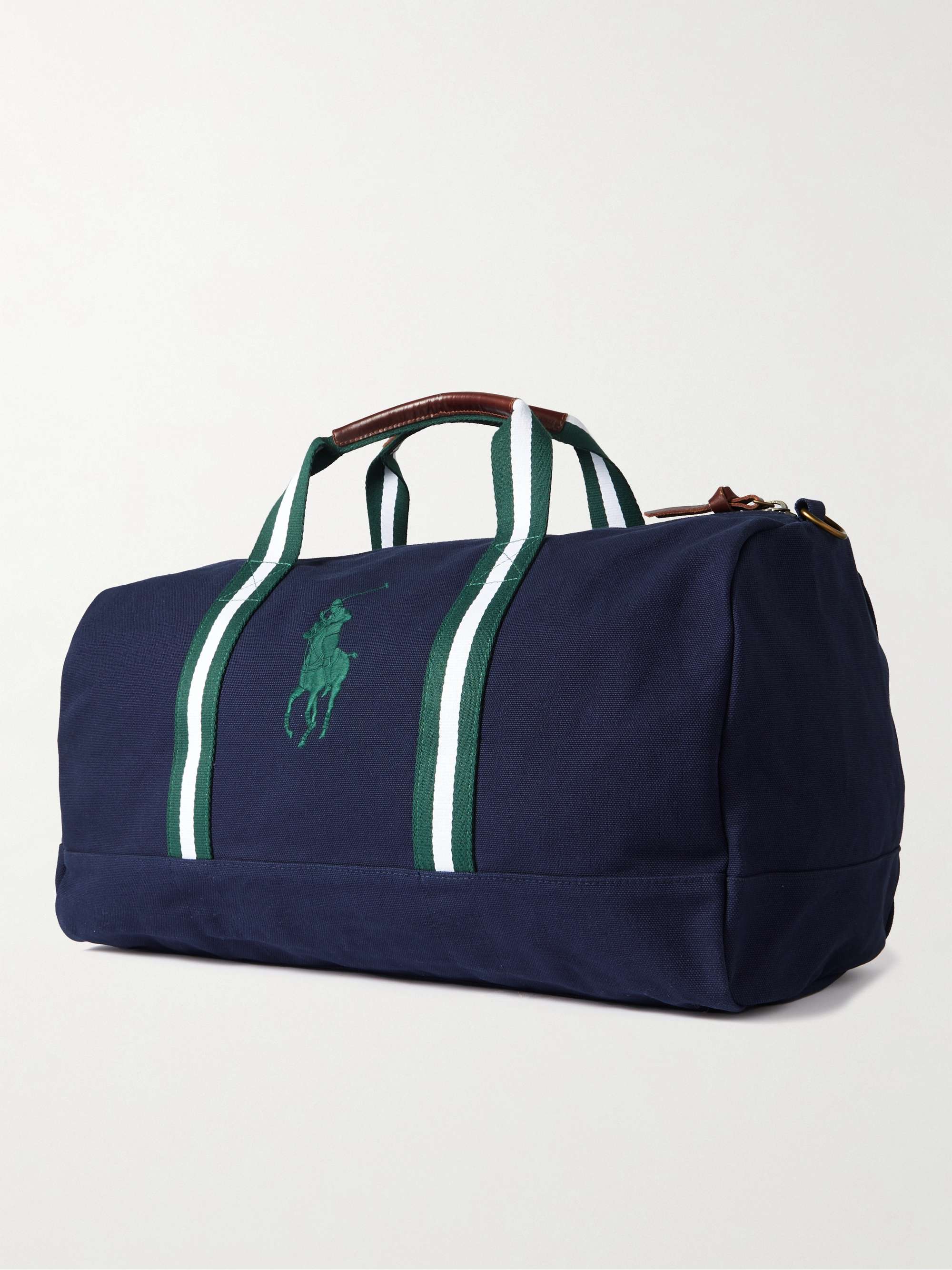 POLO RALPH LAUREN Wimbledon Appliquéd Webbing and Leather-Trimmed Canvas  Duffle Bag for Men | MR PORTER