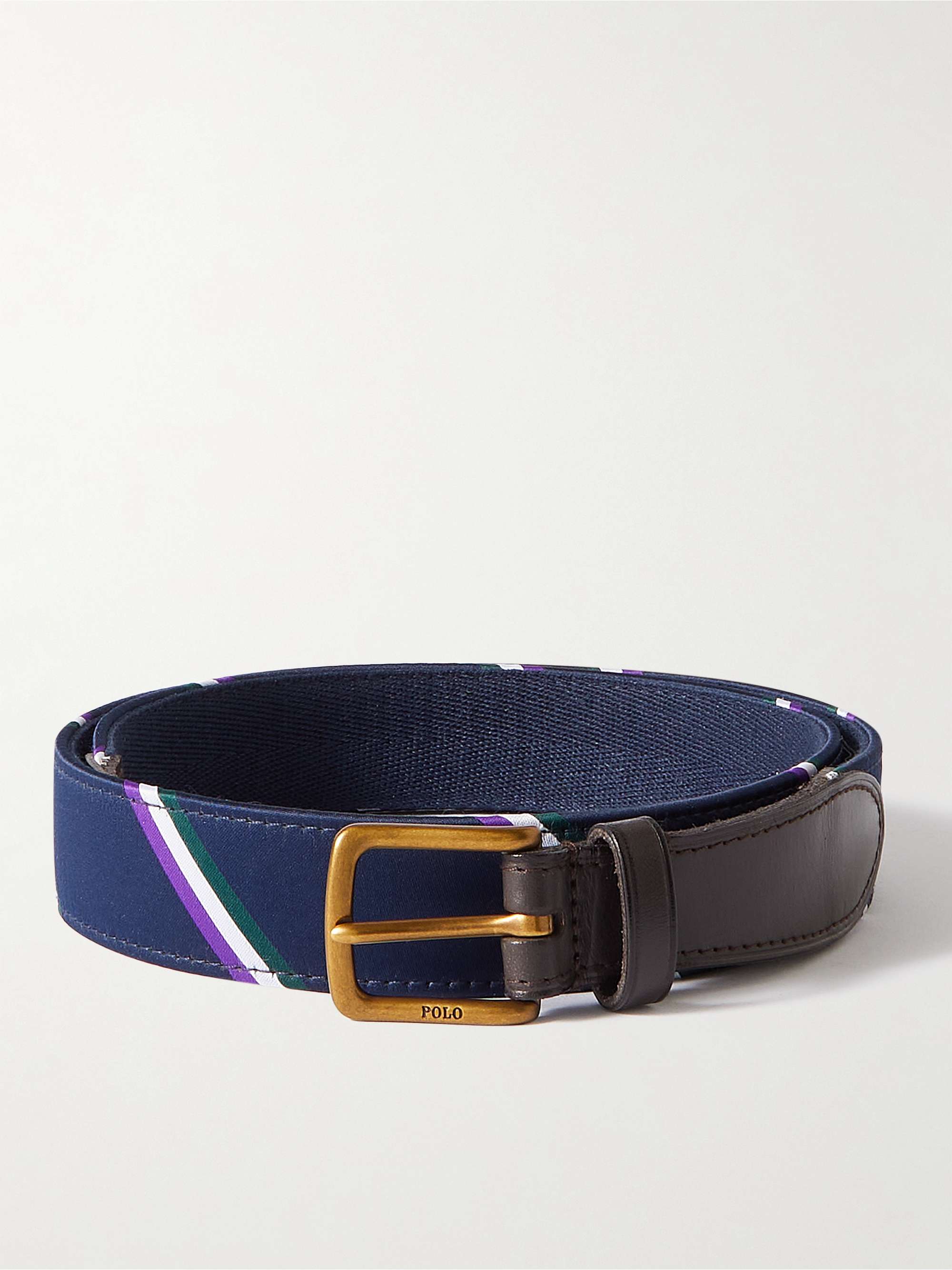 Cintura in tela a righe con finiture in pelle Wimbledon POLO RALPH LAUREN  da uomo | MR PORTER