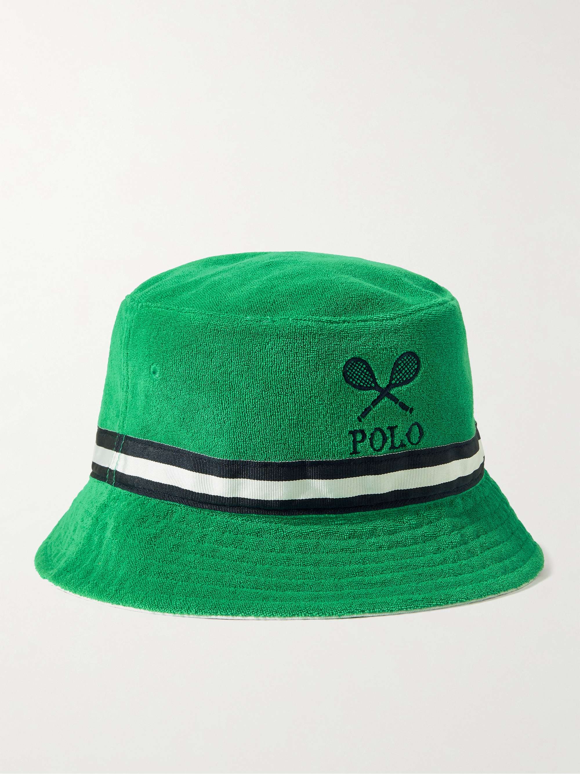 POLO RALPH LAUREN Wimbledon Webbing-Trimmed Logo-Embroidered Cotton-Terry Bucket  Hat | MR PORTER